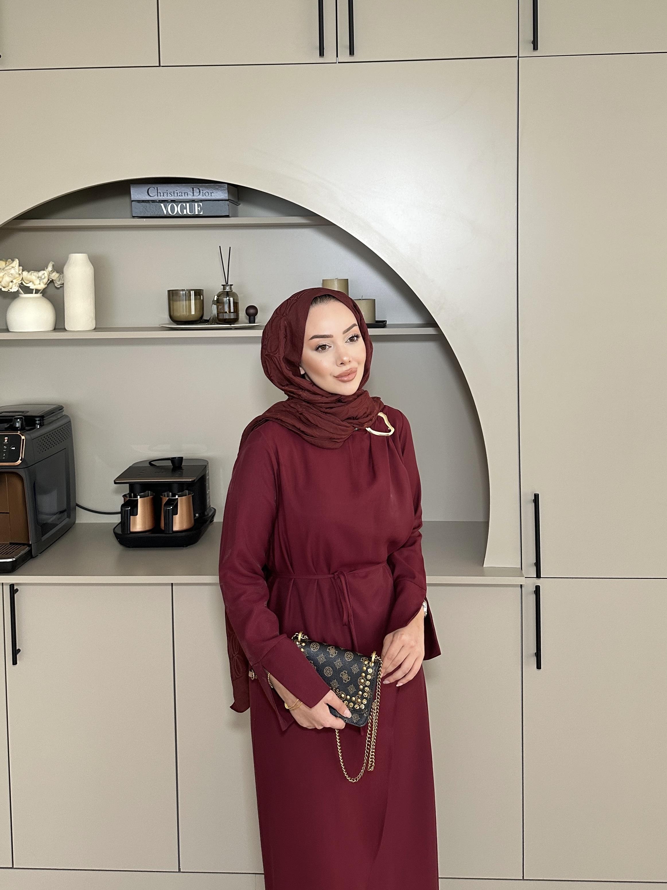 Candy Broşlu Elbise Bordo