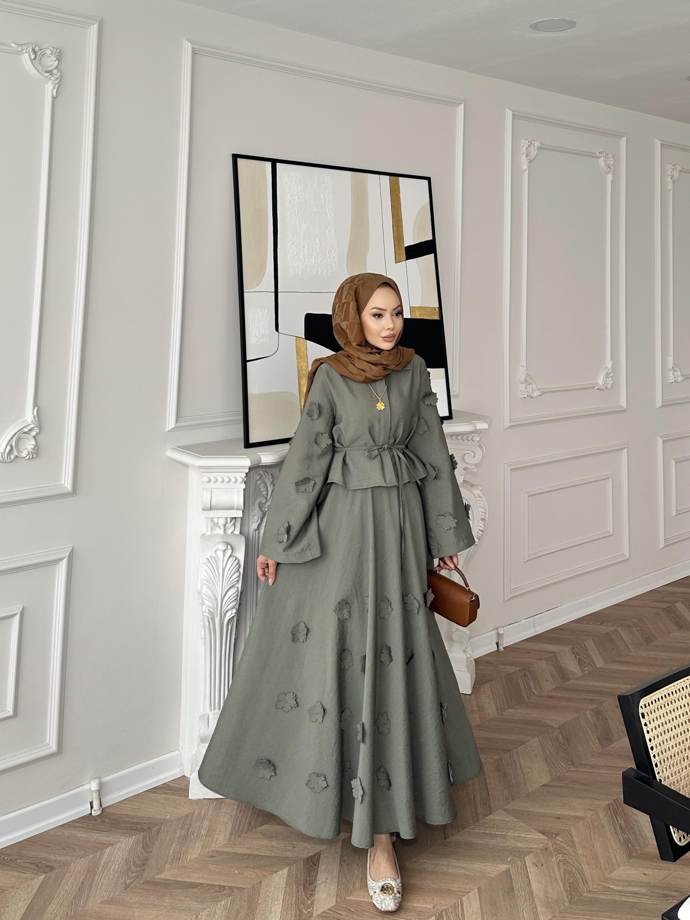 Çiçek Cupra Etekli Takım Haki