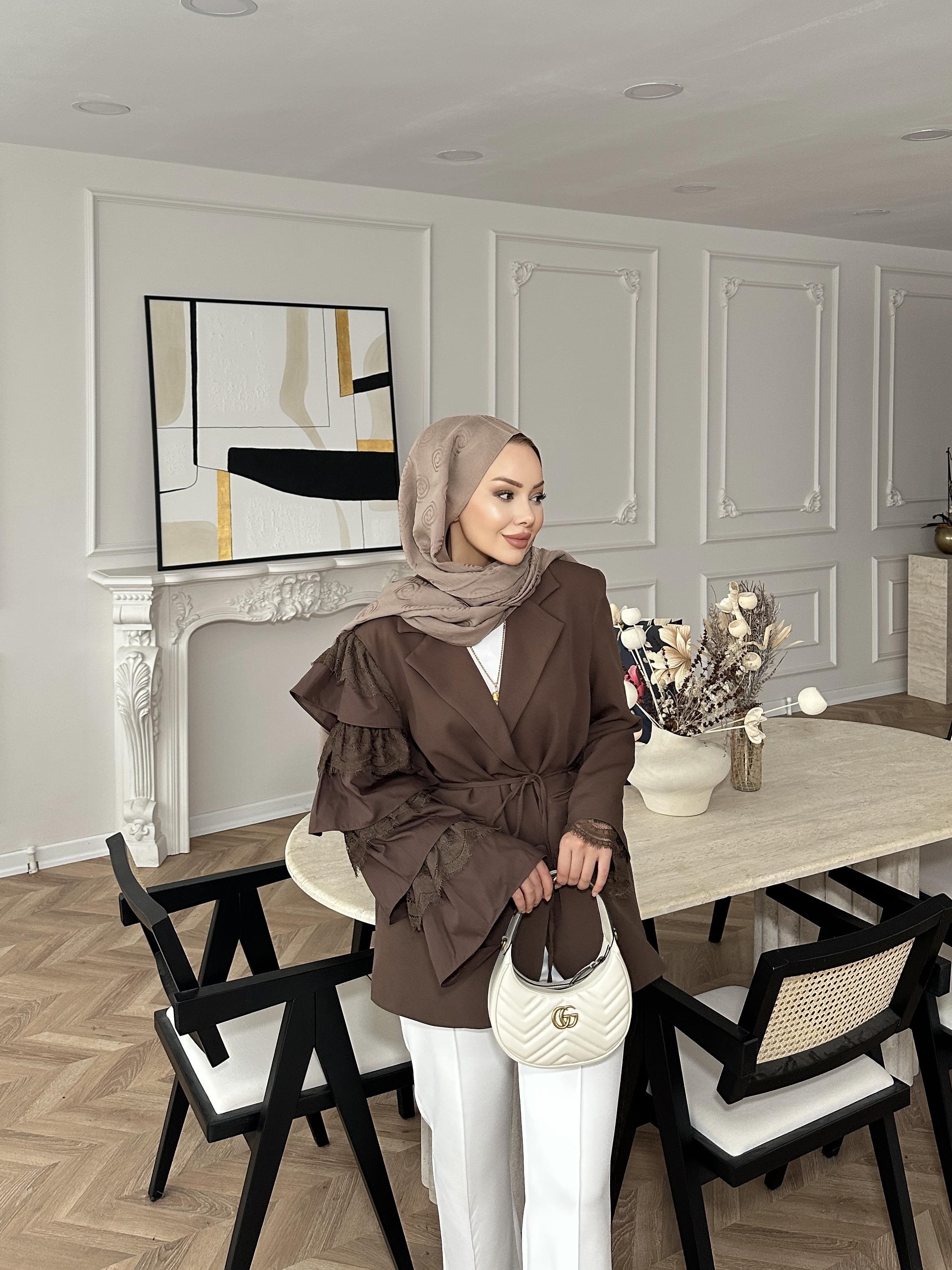 Dantelli Ceket Kahve