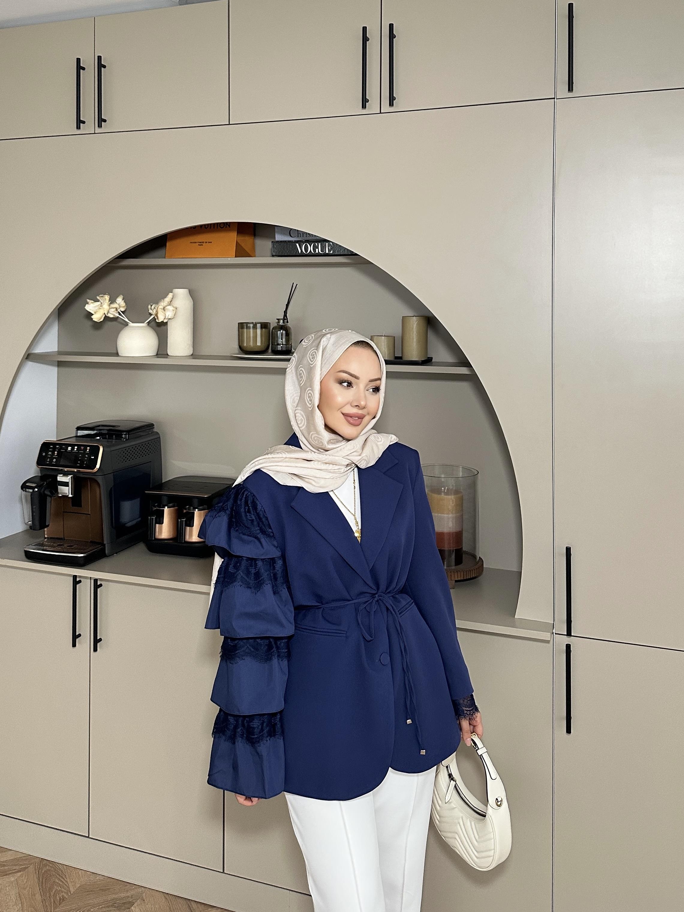 Dantelli Ceket Lacivert