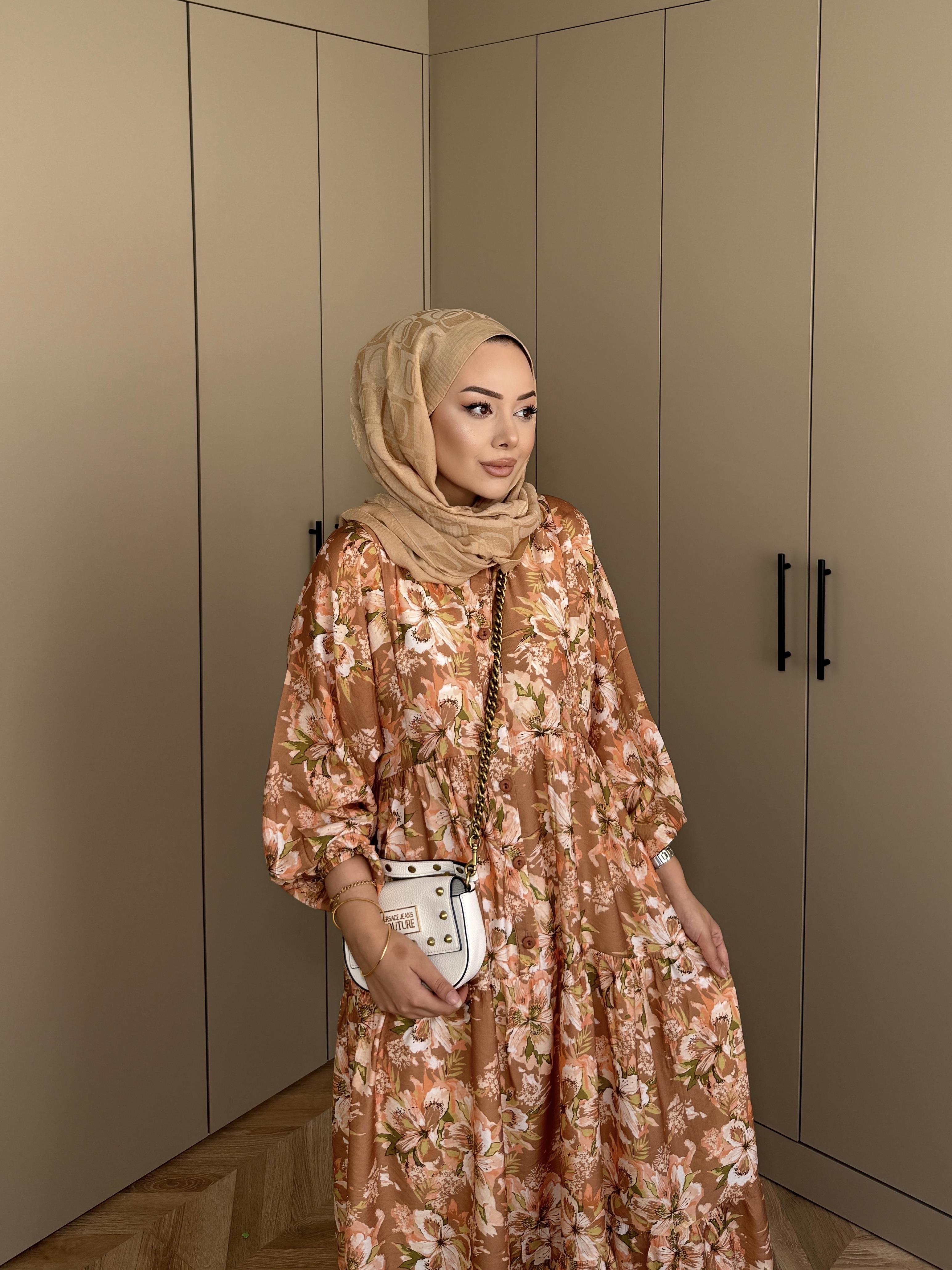 Defne Pamuk Vual Elbise Kahve