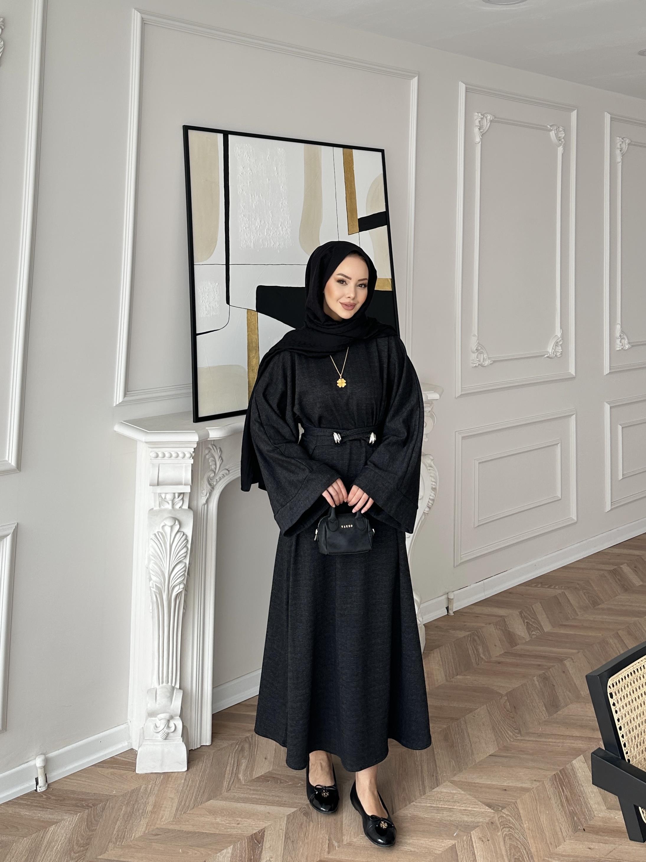 Desni İki İplik Elbise Siyah