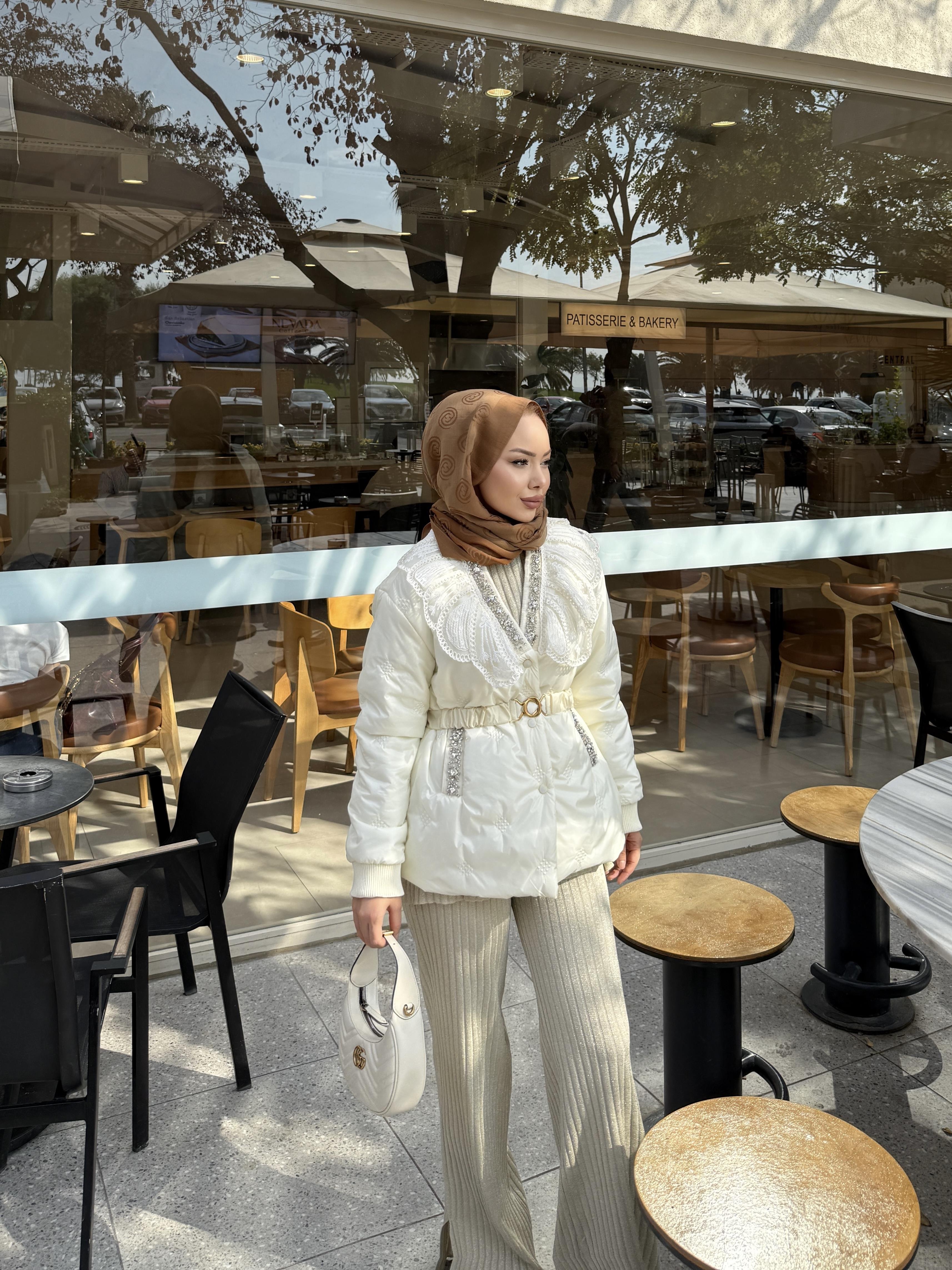 Diamond İthal Kapitone Mont Ekru