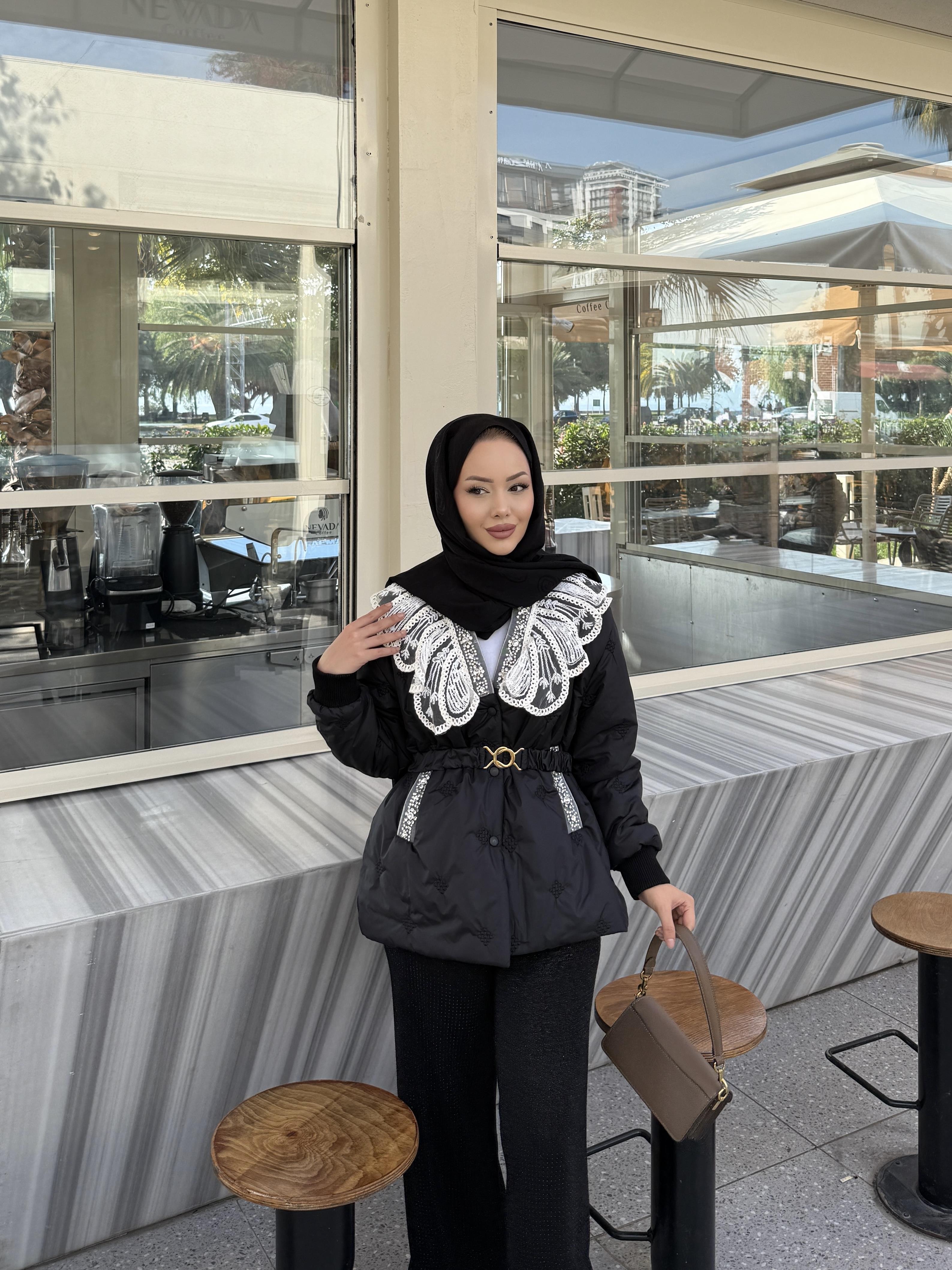 Diamond İthal Kapitone Mont Siyah