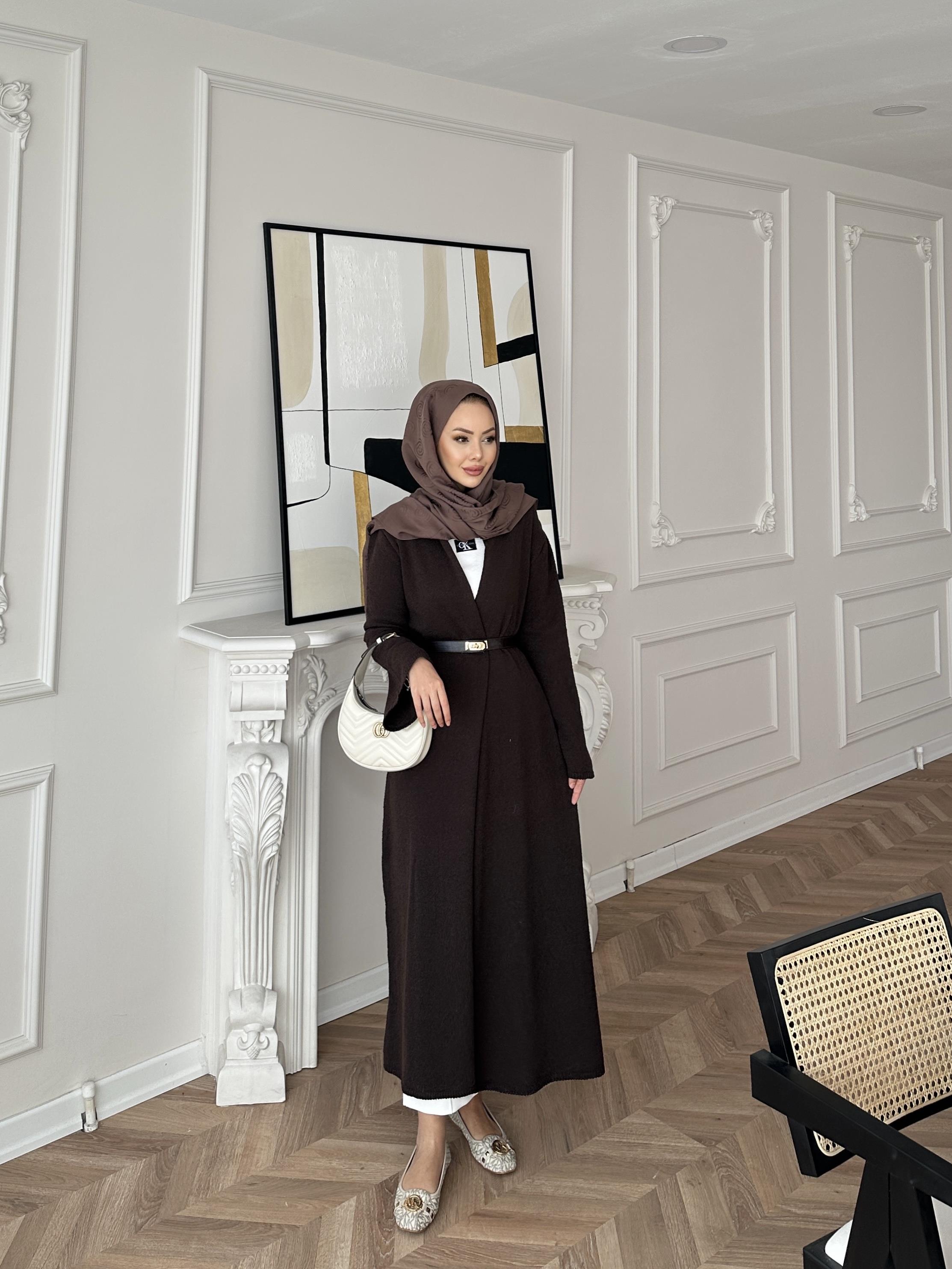 Dilay Triko Uzun Hırka Acı Kahve