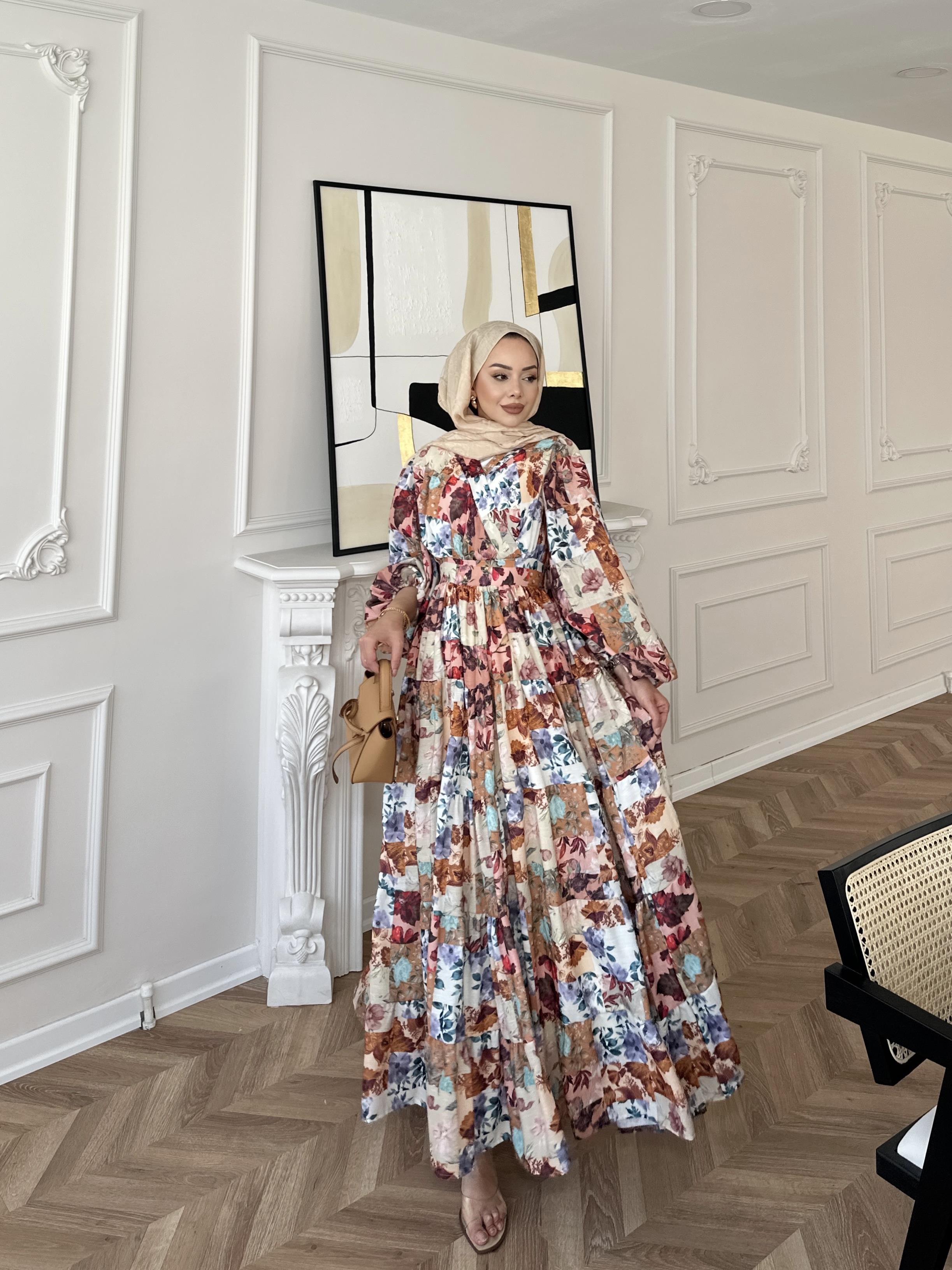 Elara Çiçekli Elbise Vişne