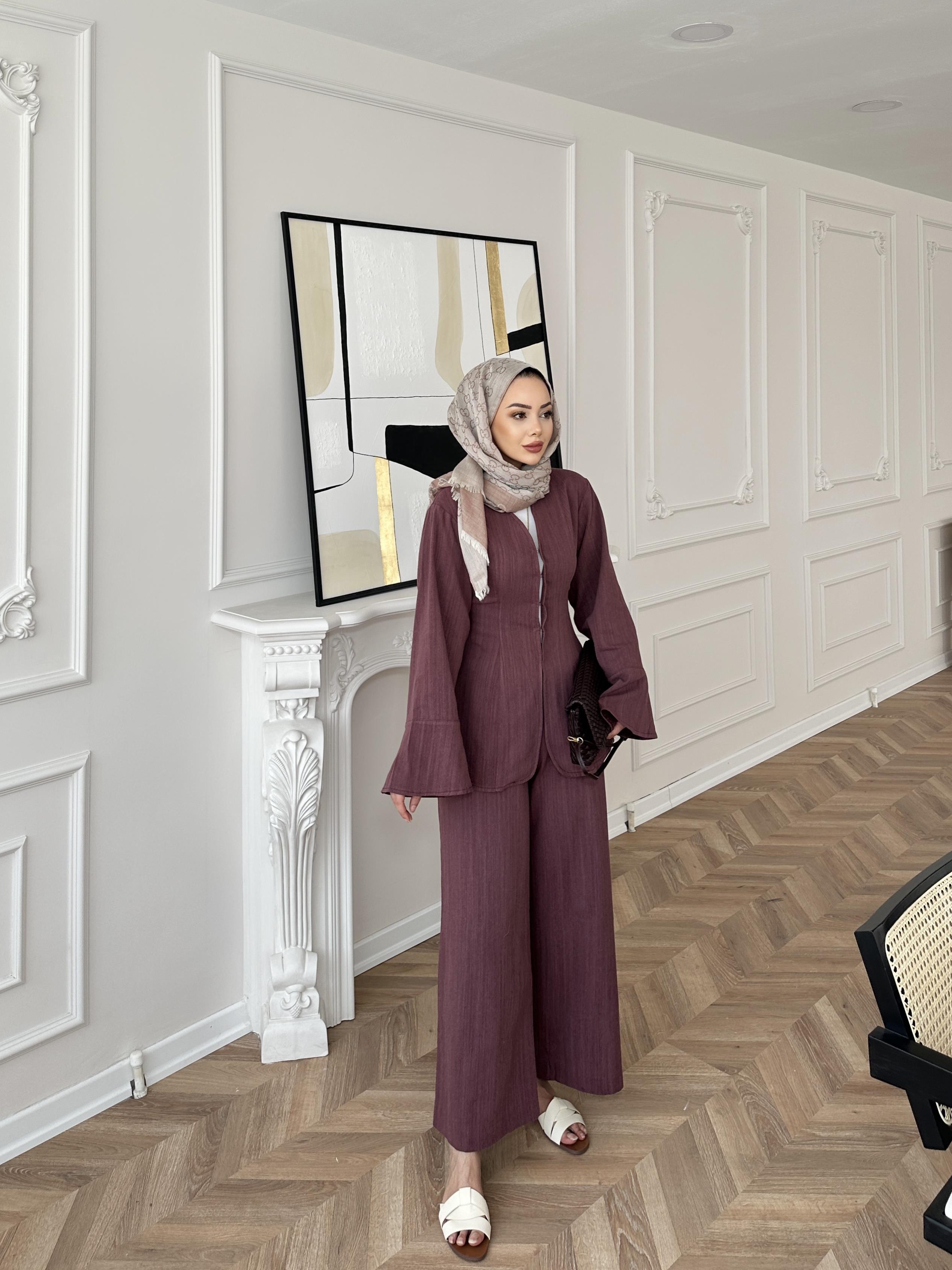 Evla Keten Takım Bordo