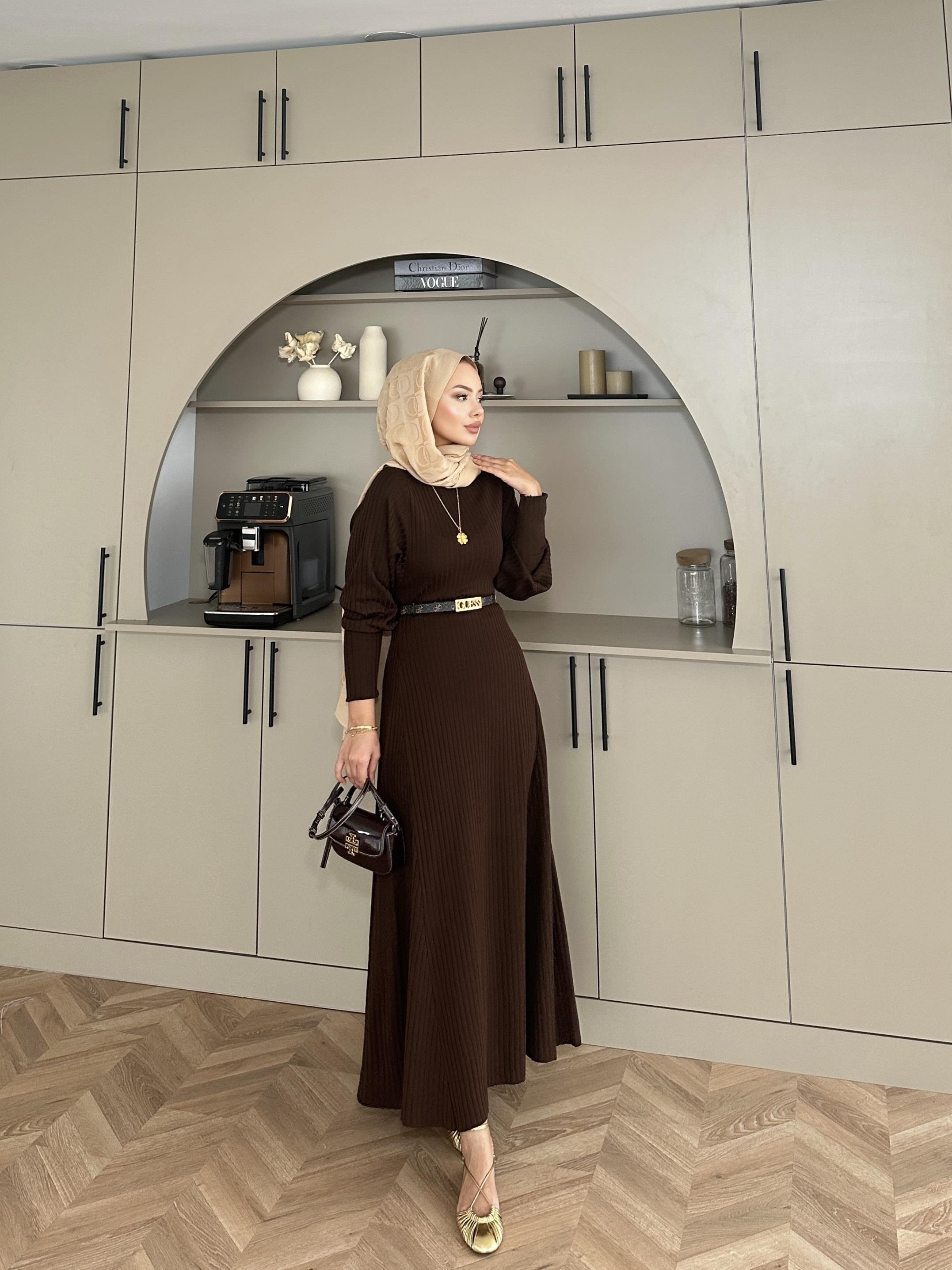 Eylül Triko Elbise Kahverengi