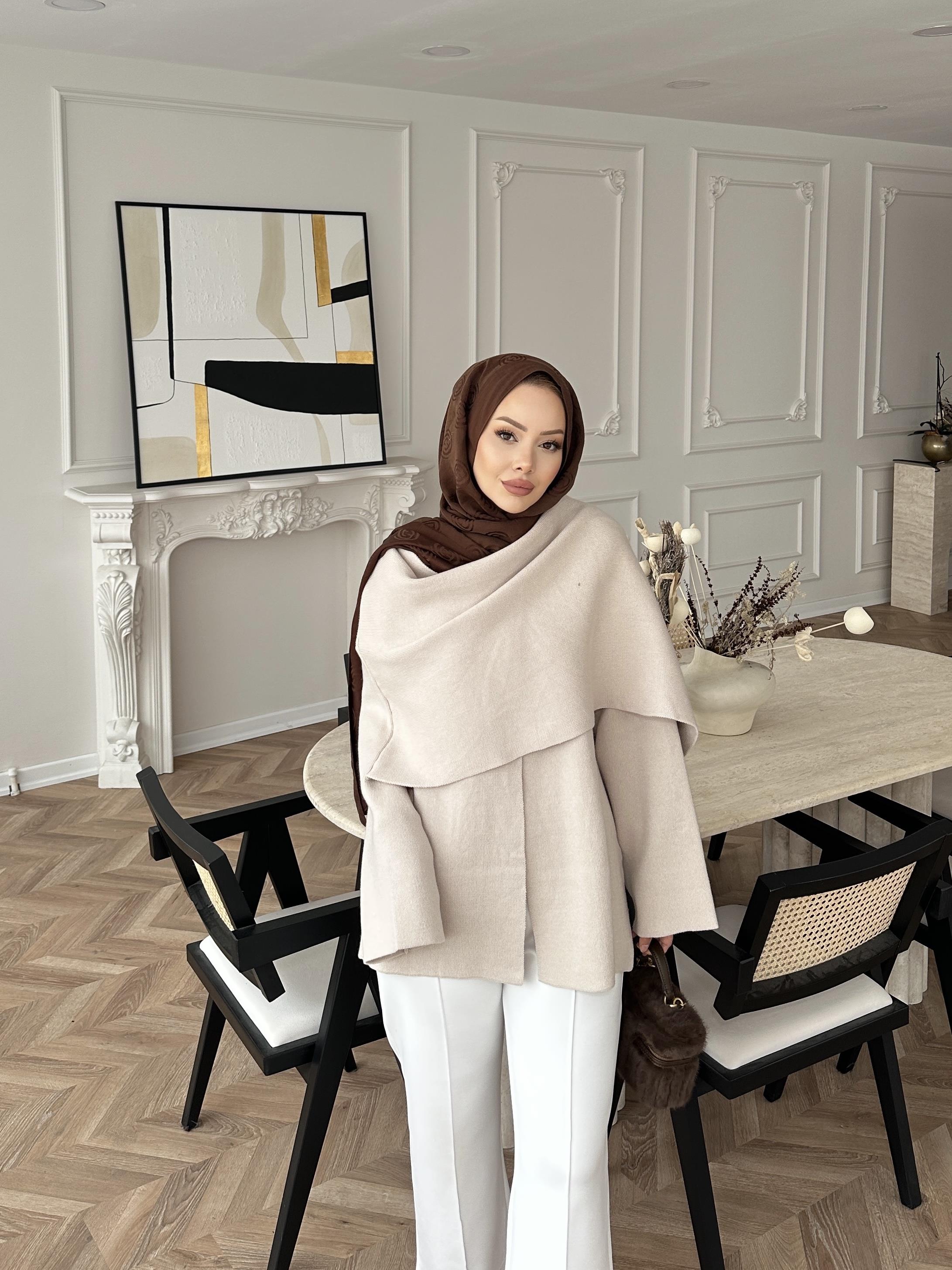 Ferla Şal Yaka Hırka Bej