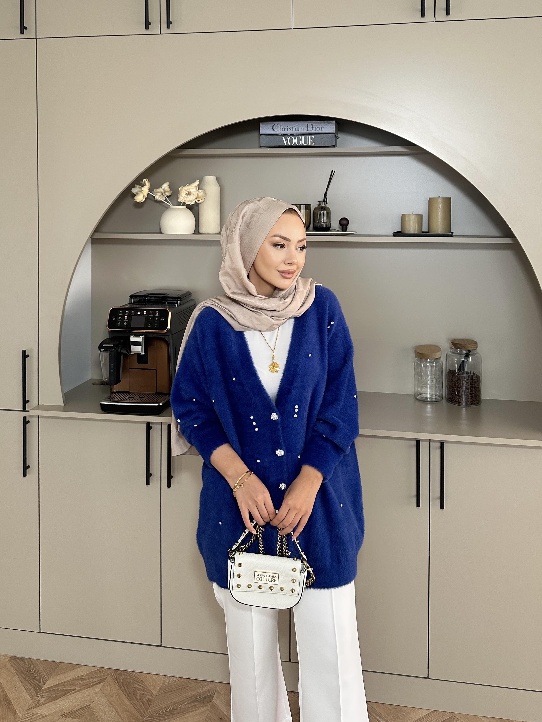 Frida Angora Hırka Mavi