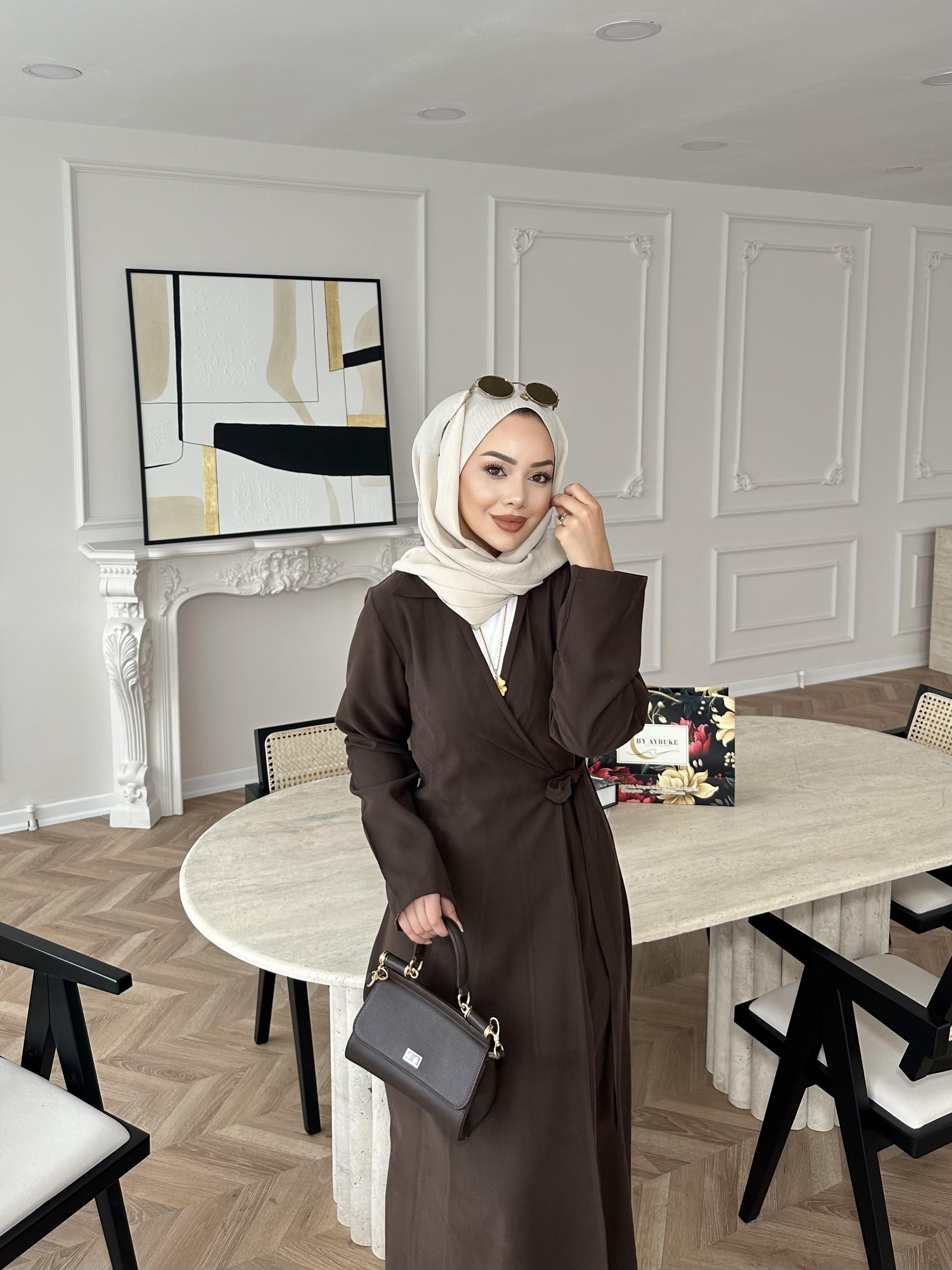 Gigi Yandan Bağlamalı Elbise Acı Kahve