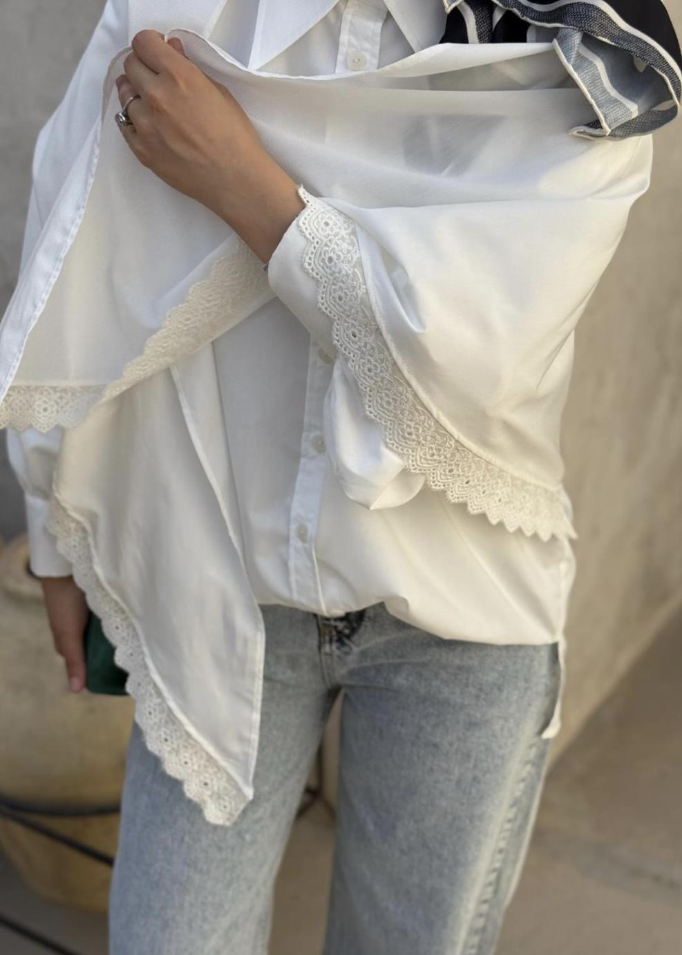 Güpürlü Gömlek Beyaz