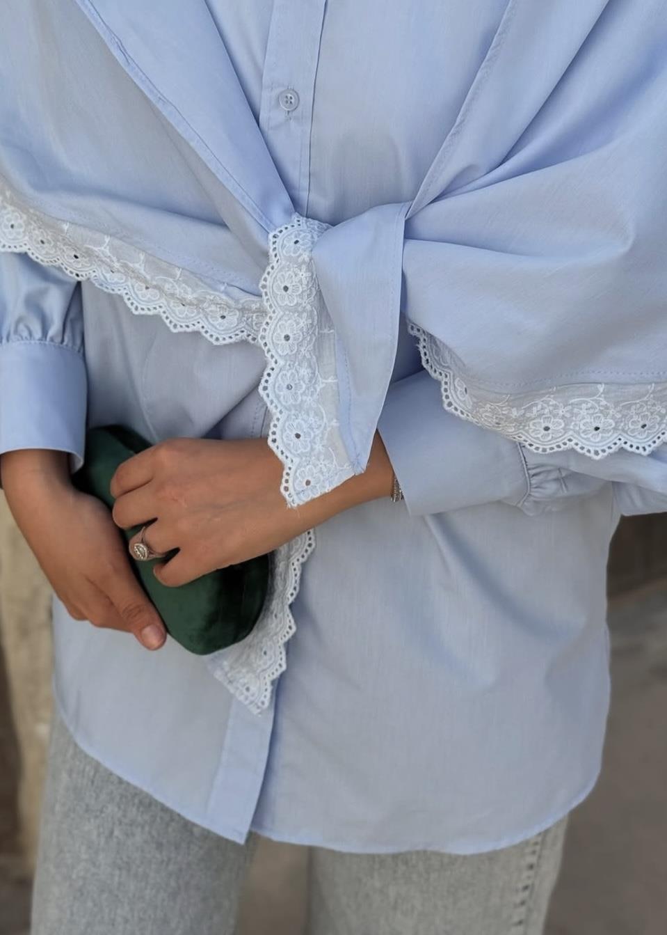 Güpürlü Gömlek Mavi 