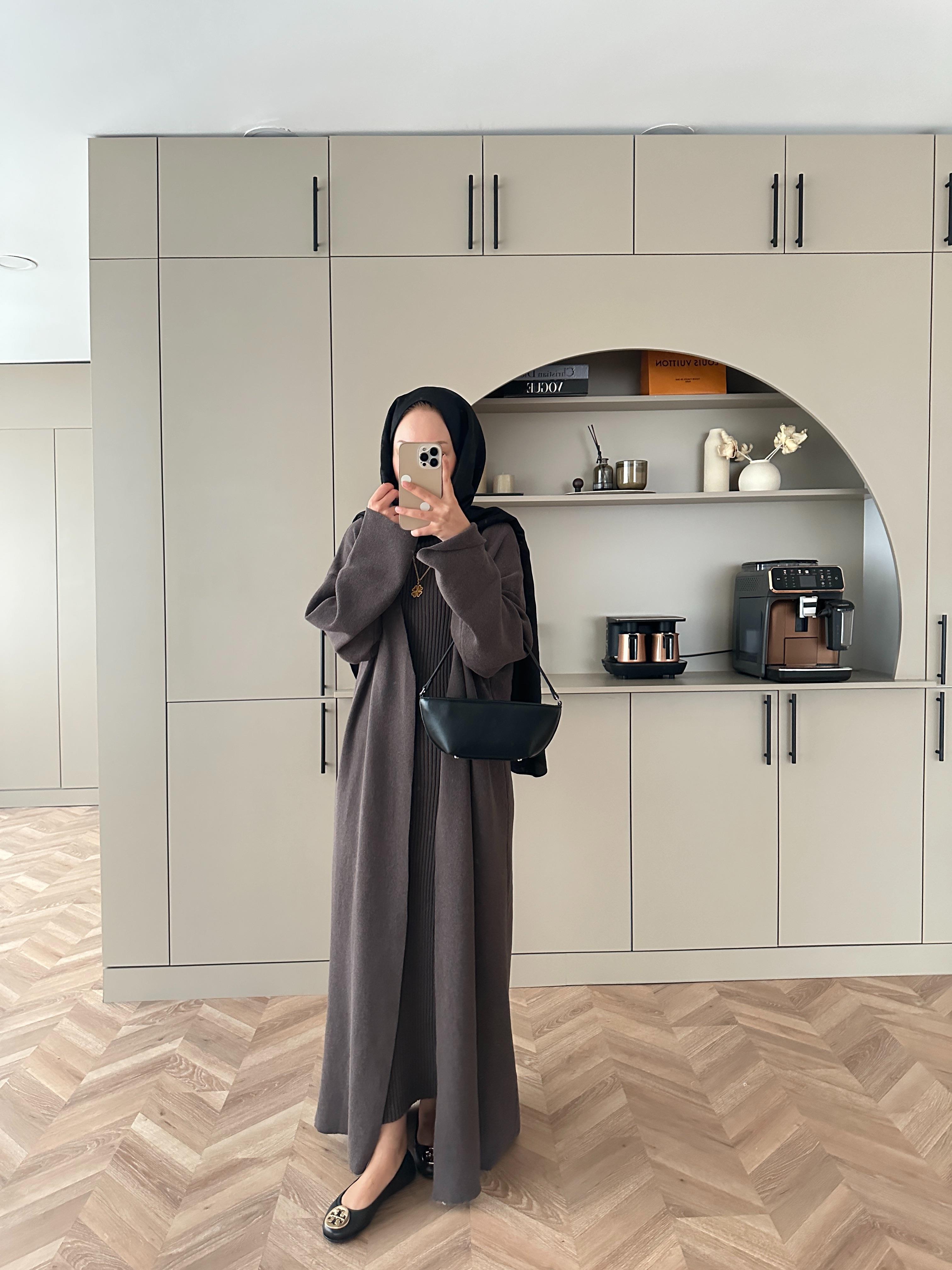 İç Elbiseli Kimono Takım Vizon