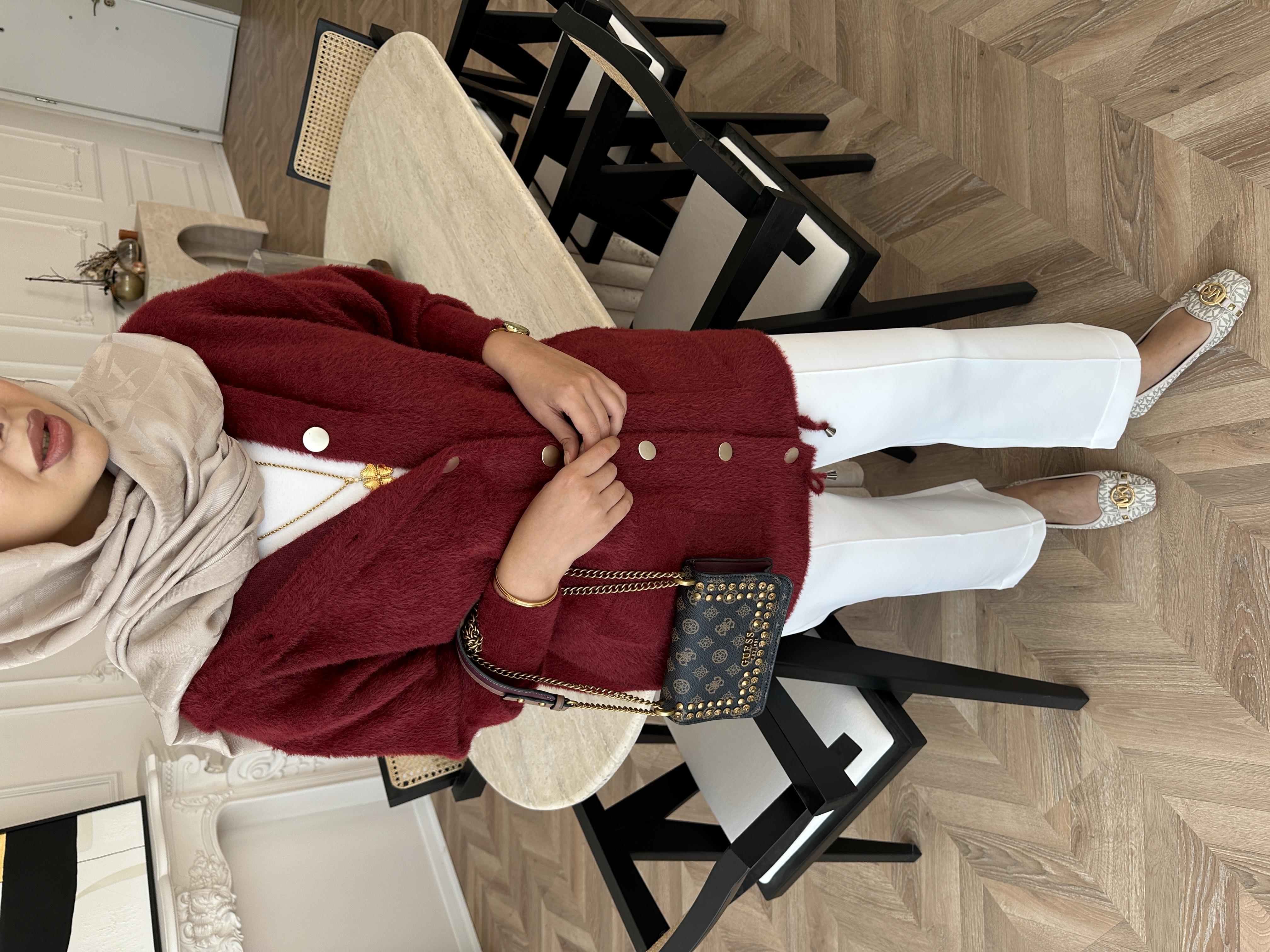 Joy Angora Hırka Bordo