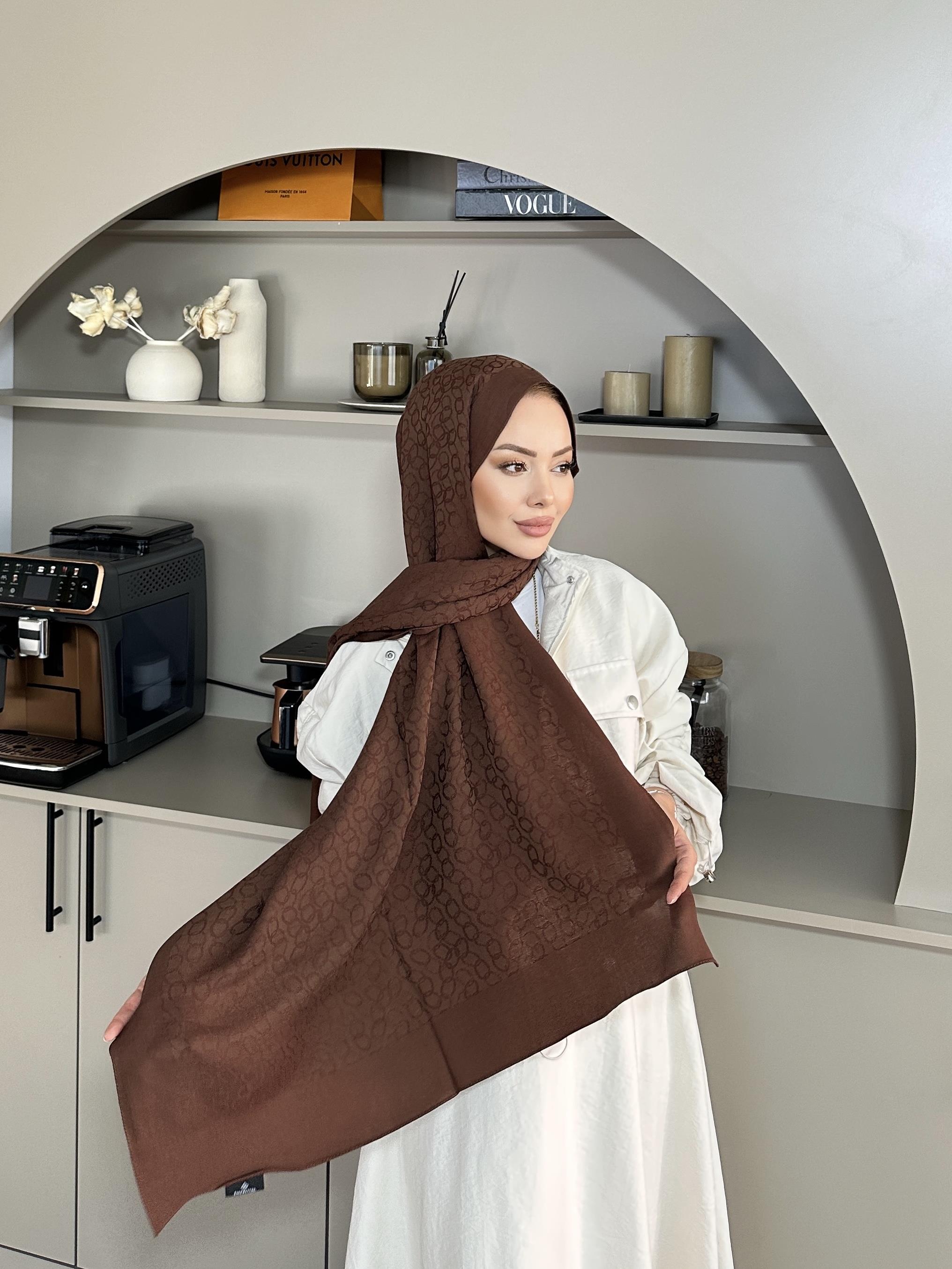 Kahve Zincir Desen Naia Şal