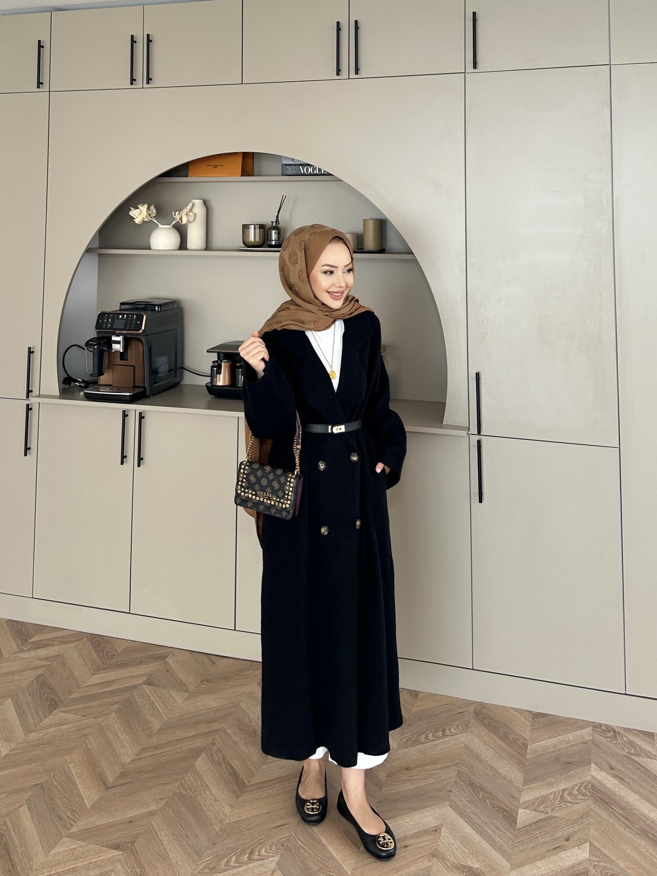 Kruvaze Angora Hırka Siyah