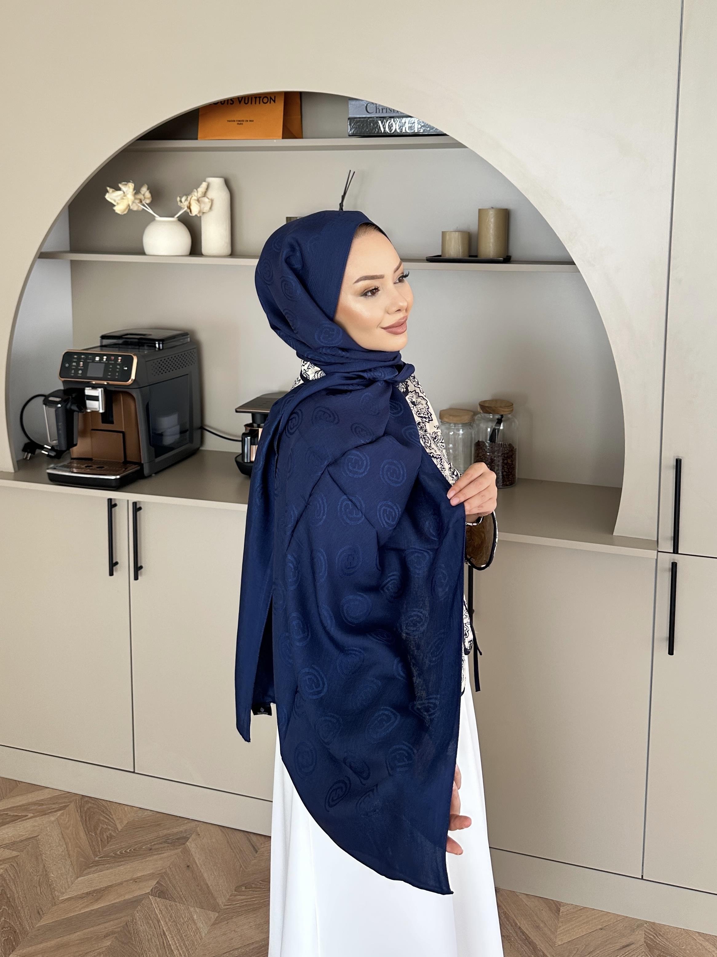 Lacivert E Desen Naia Şal