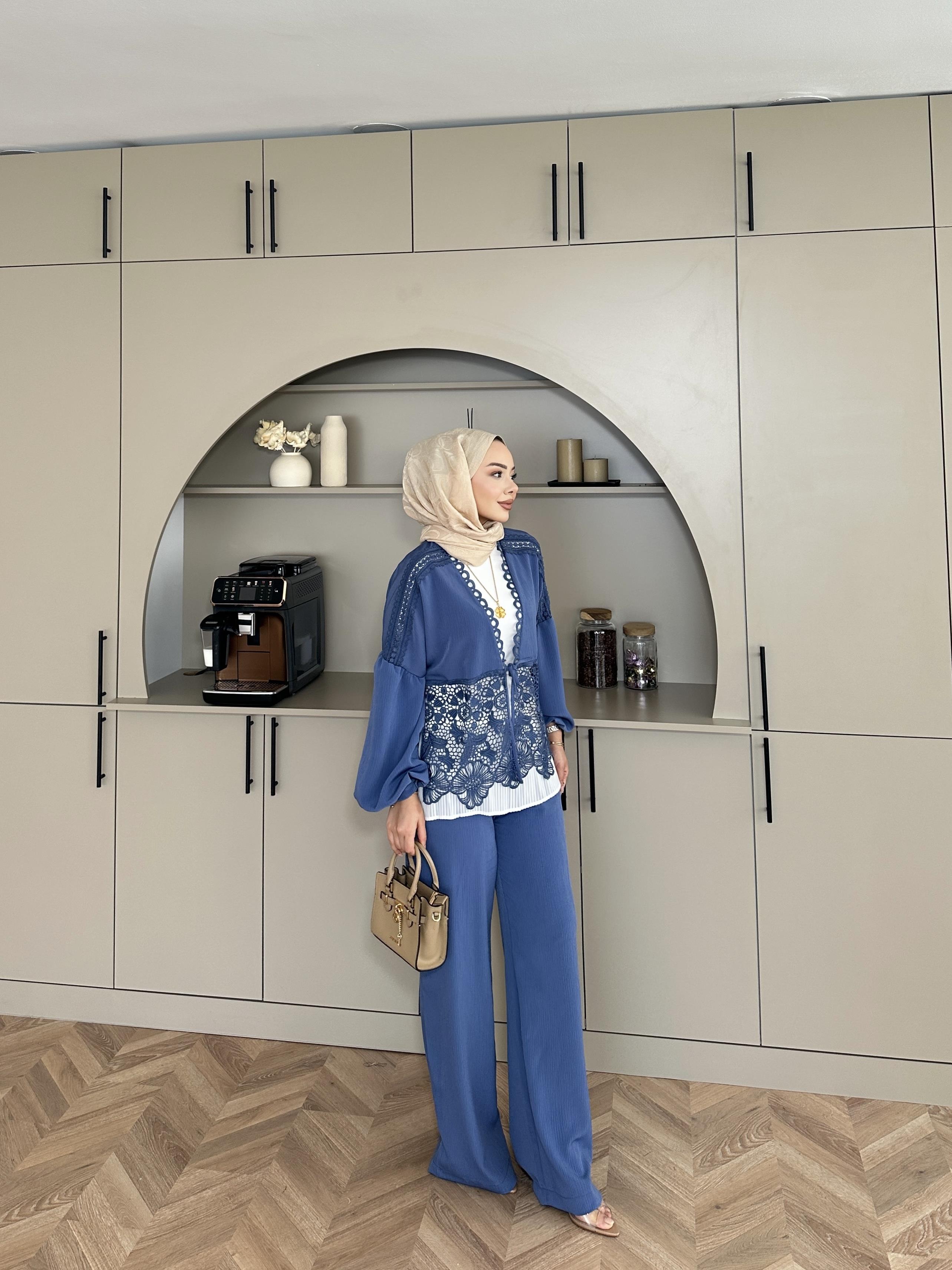 Laide Pantolonlu Takım İndigo