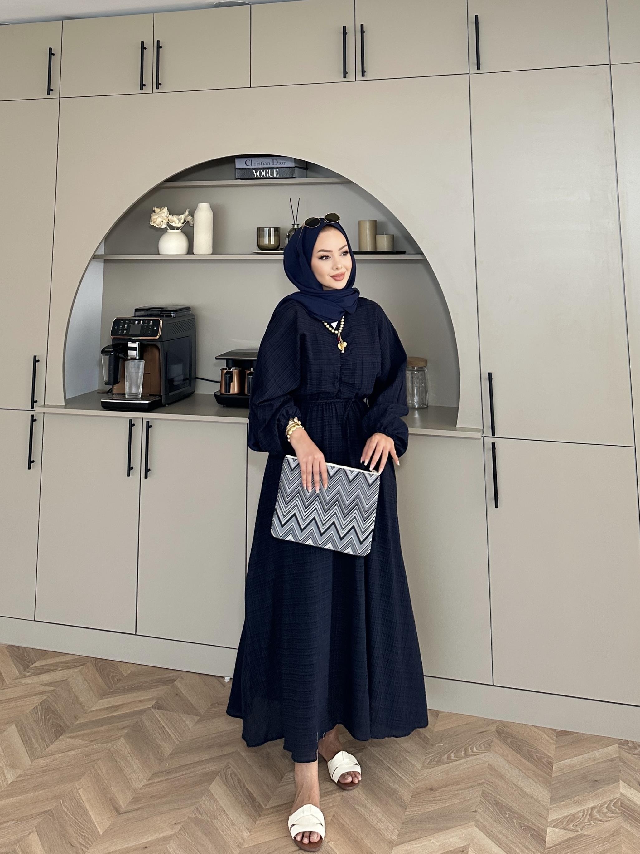 Lamina Elbise Lacivert