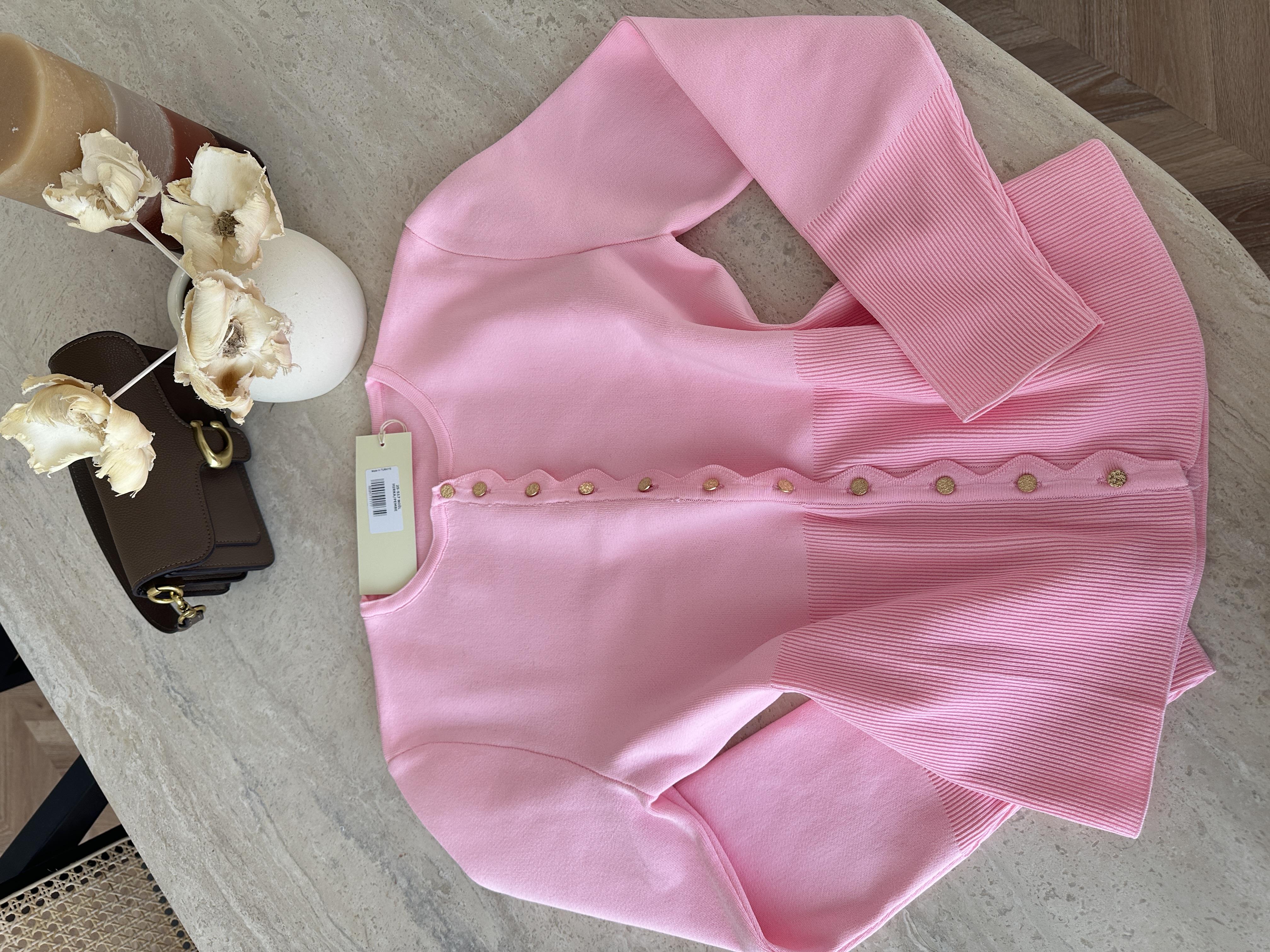 Leyna Çelik Örme Hırka Pembe 