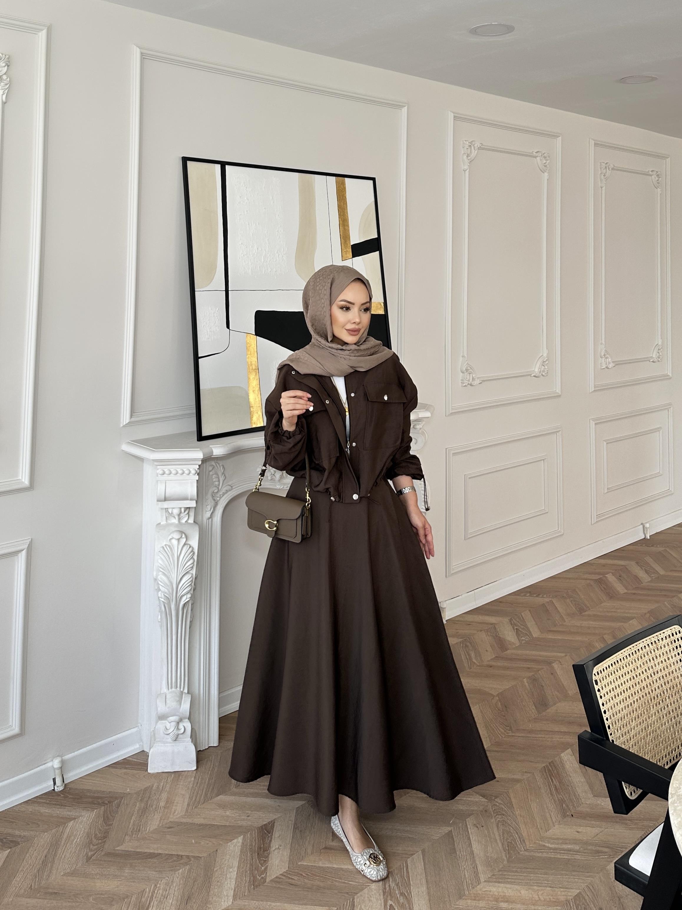 Maison Ceketli Etekli Takım Acı Kahve