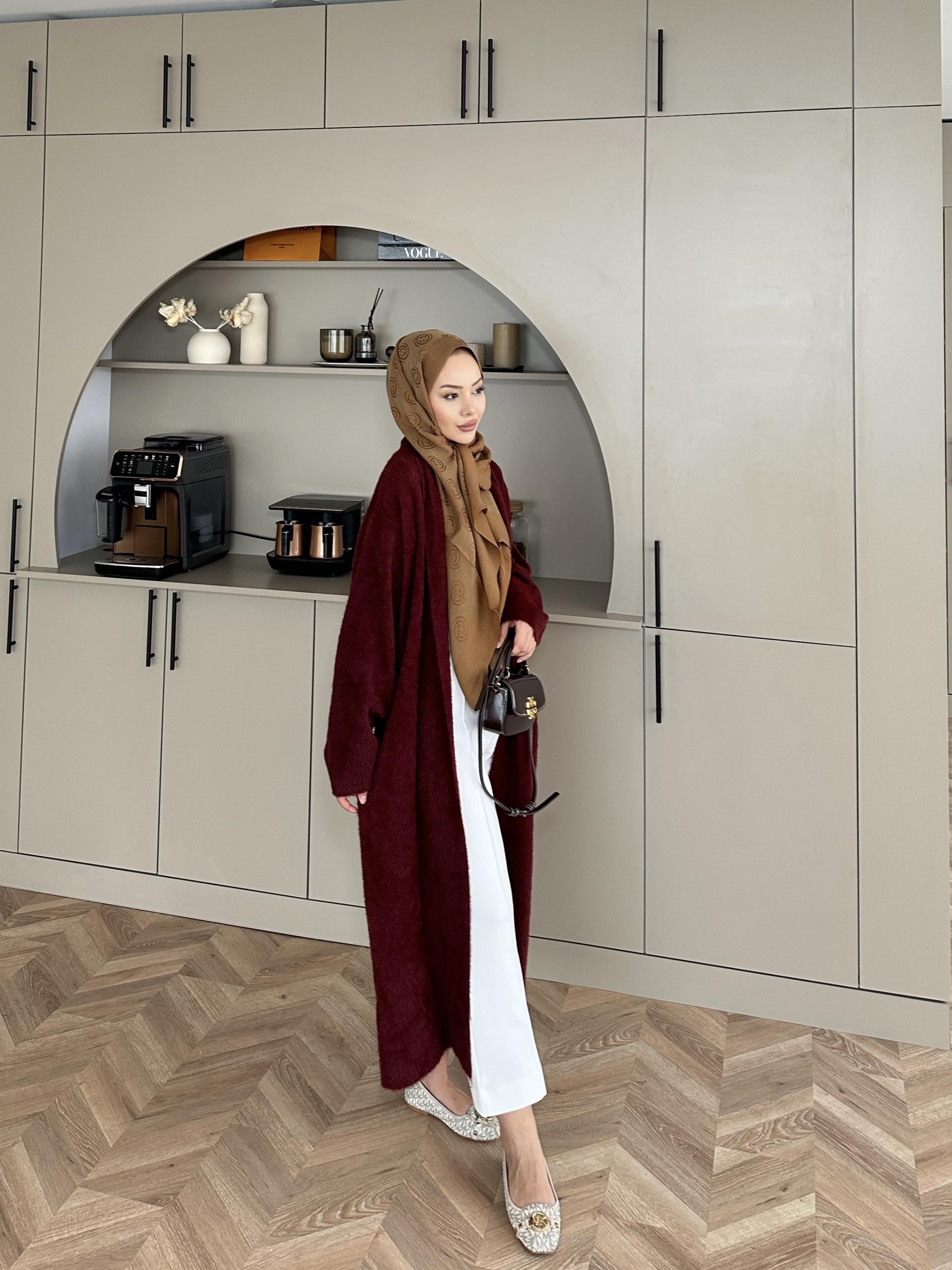 Marsel Angora Uzun Hırka Bordo