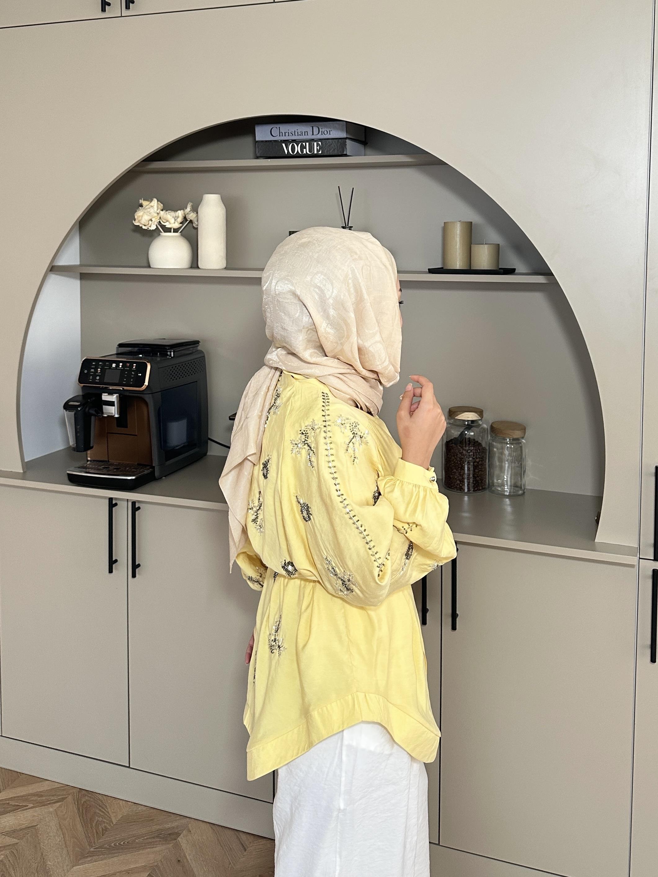 Nakışlı Kimono Sarı