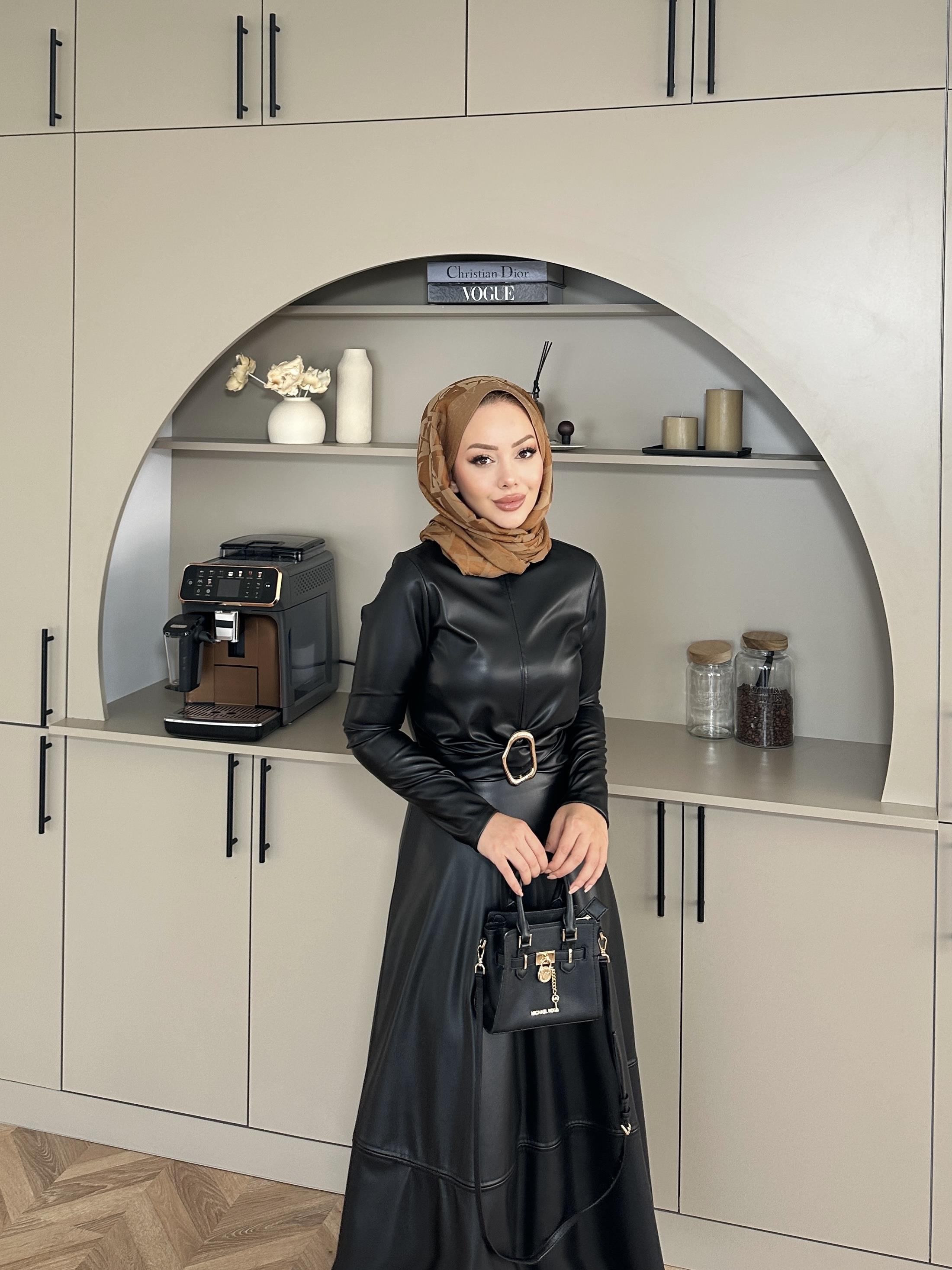 Nesa Deri Elbise Siyah