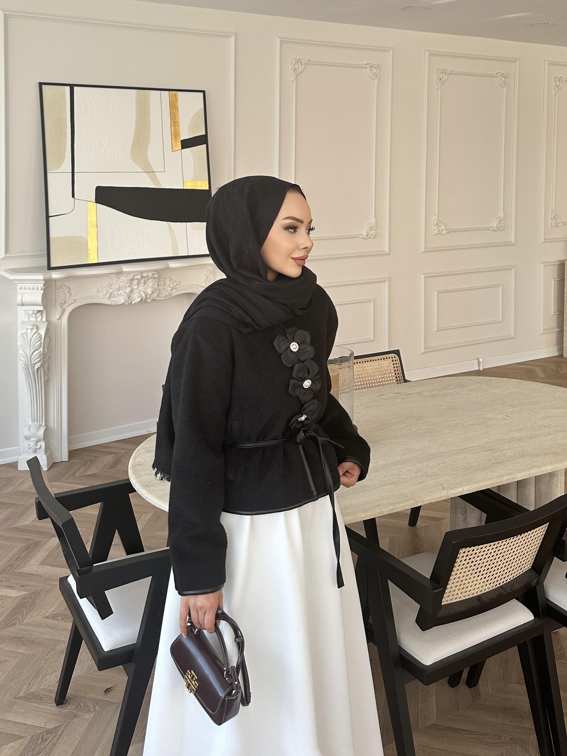 Petra Deri Biyeli Ceket Siyah