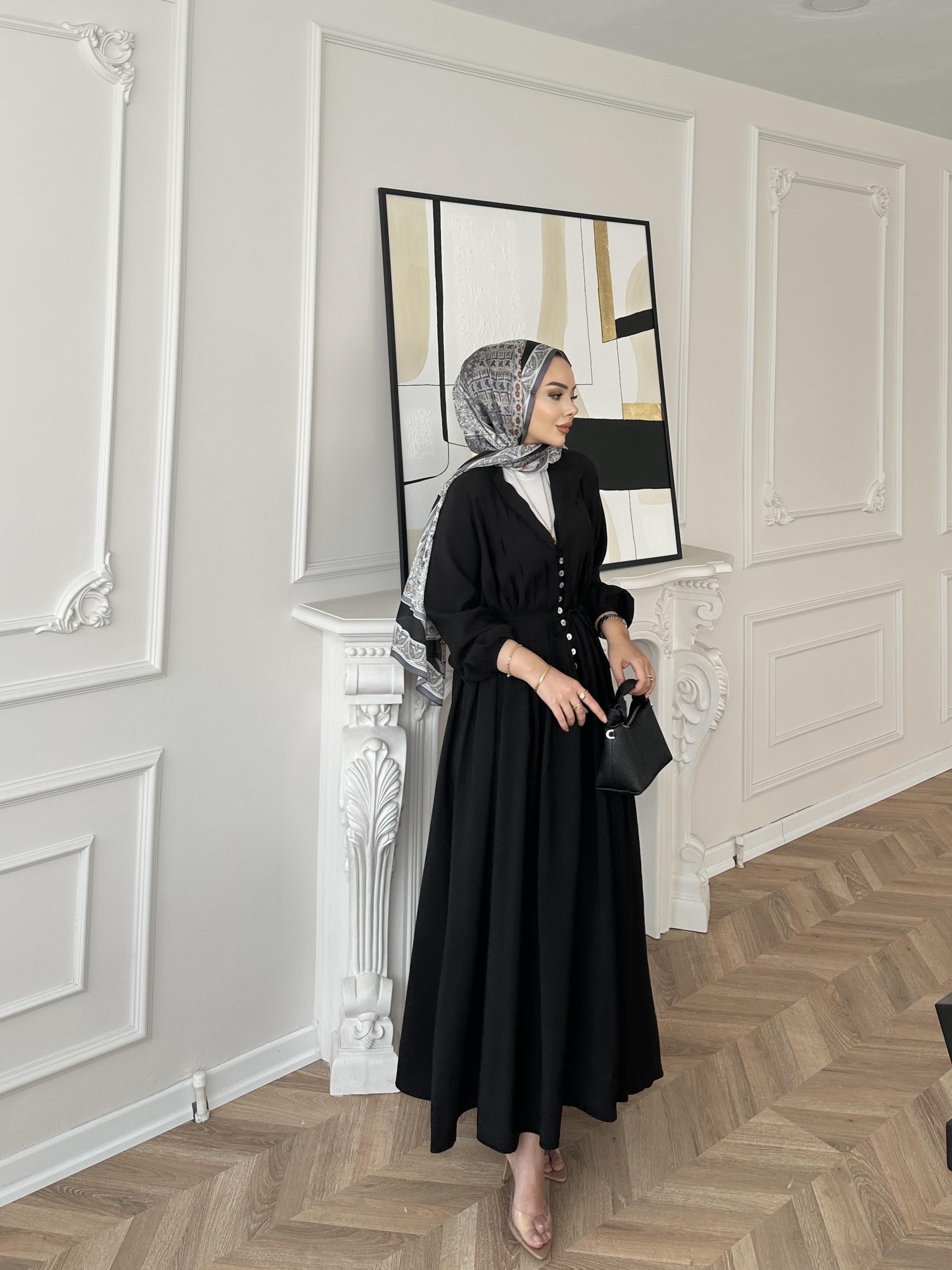 Retro Nervürlü Elbise Siyah