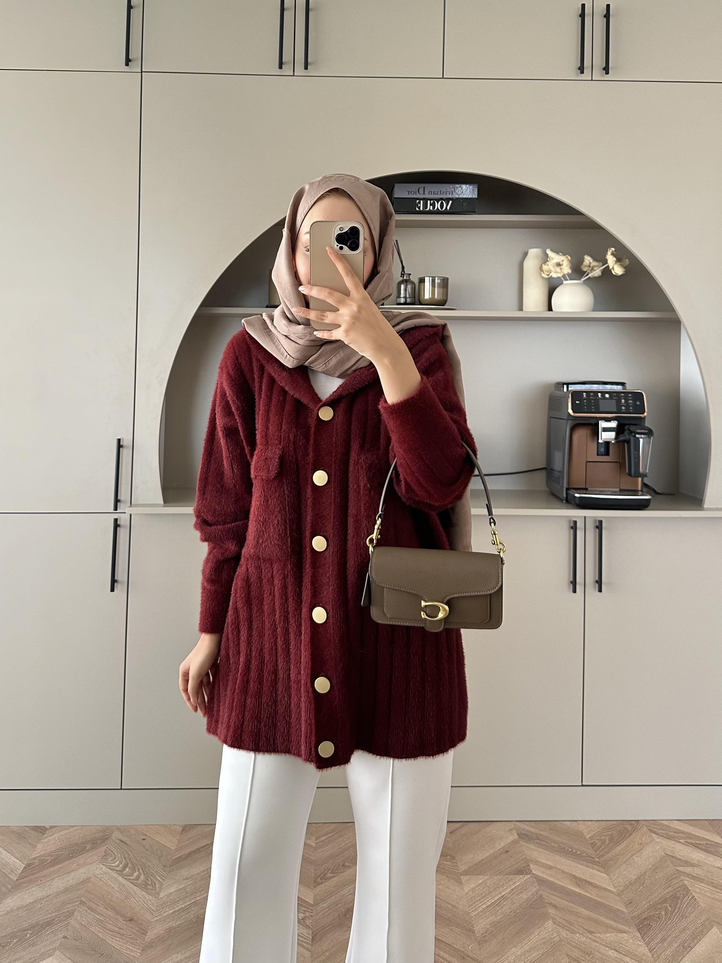 Rove Angora Hırka Bordo