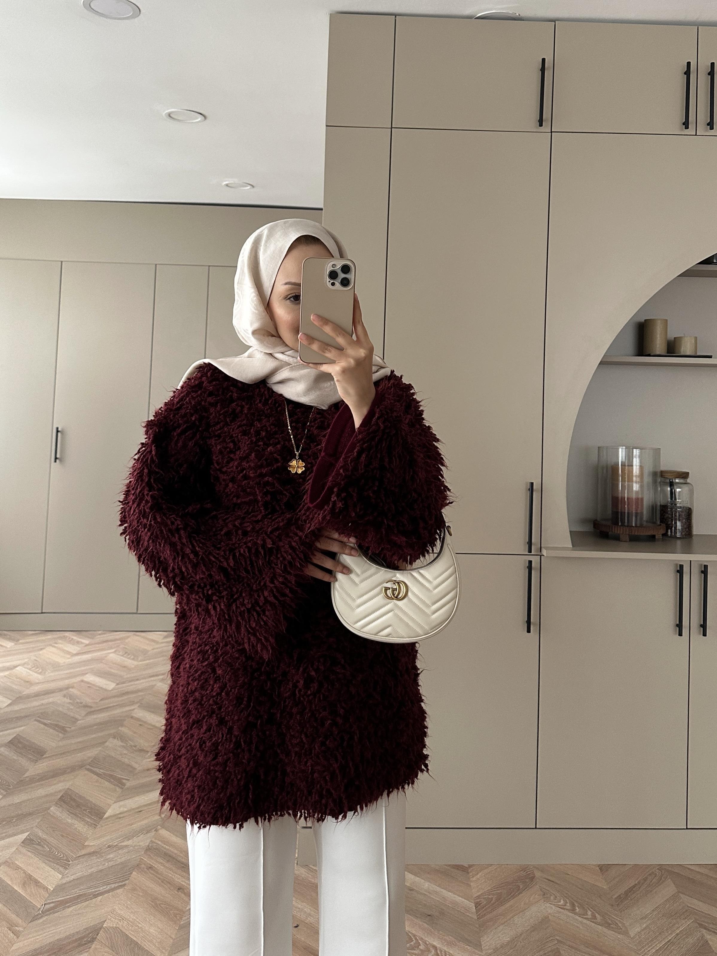 Saçaklı Kazak Bordo