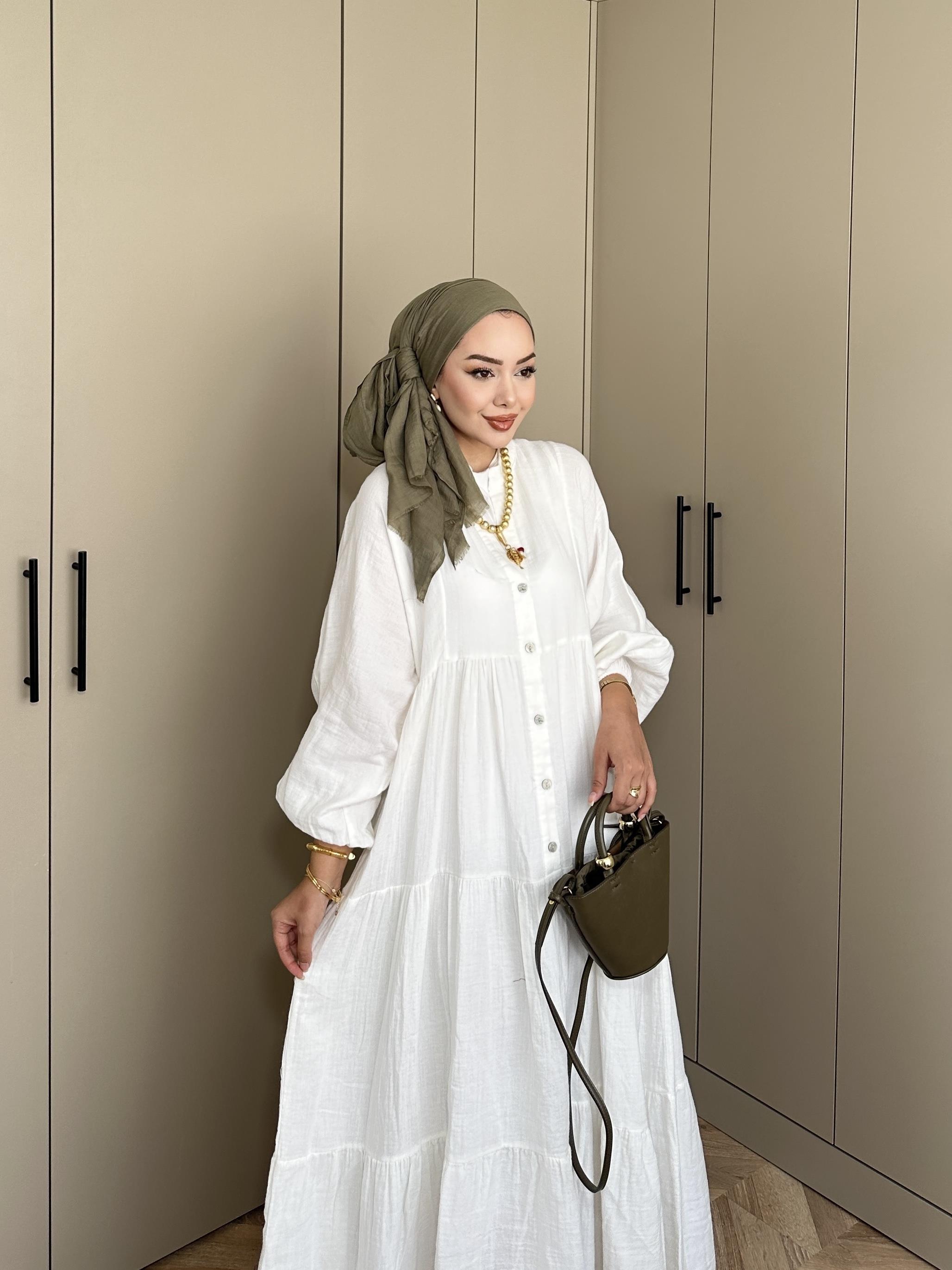 Selay Müslin Elbise Beyaz