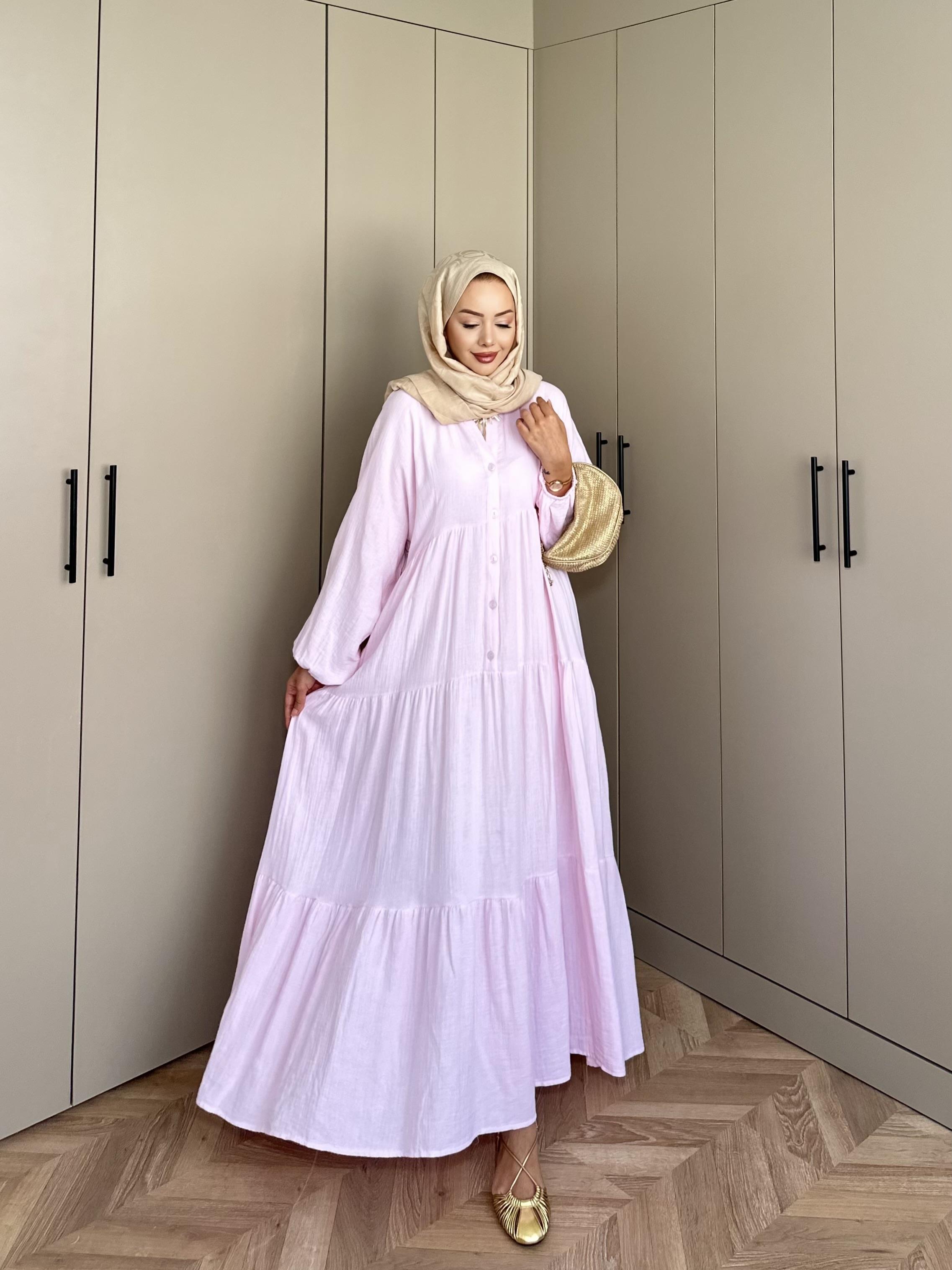 Selay Müslin Elbise Pembe