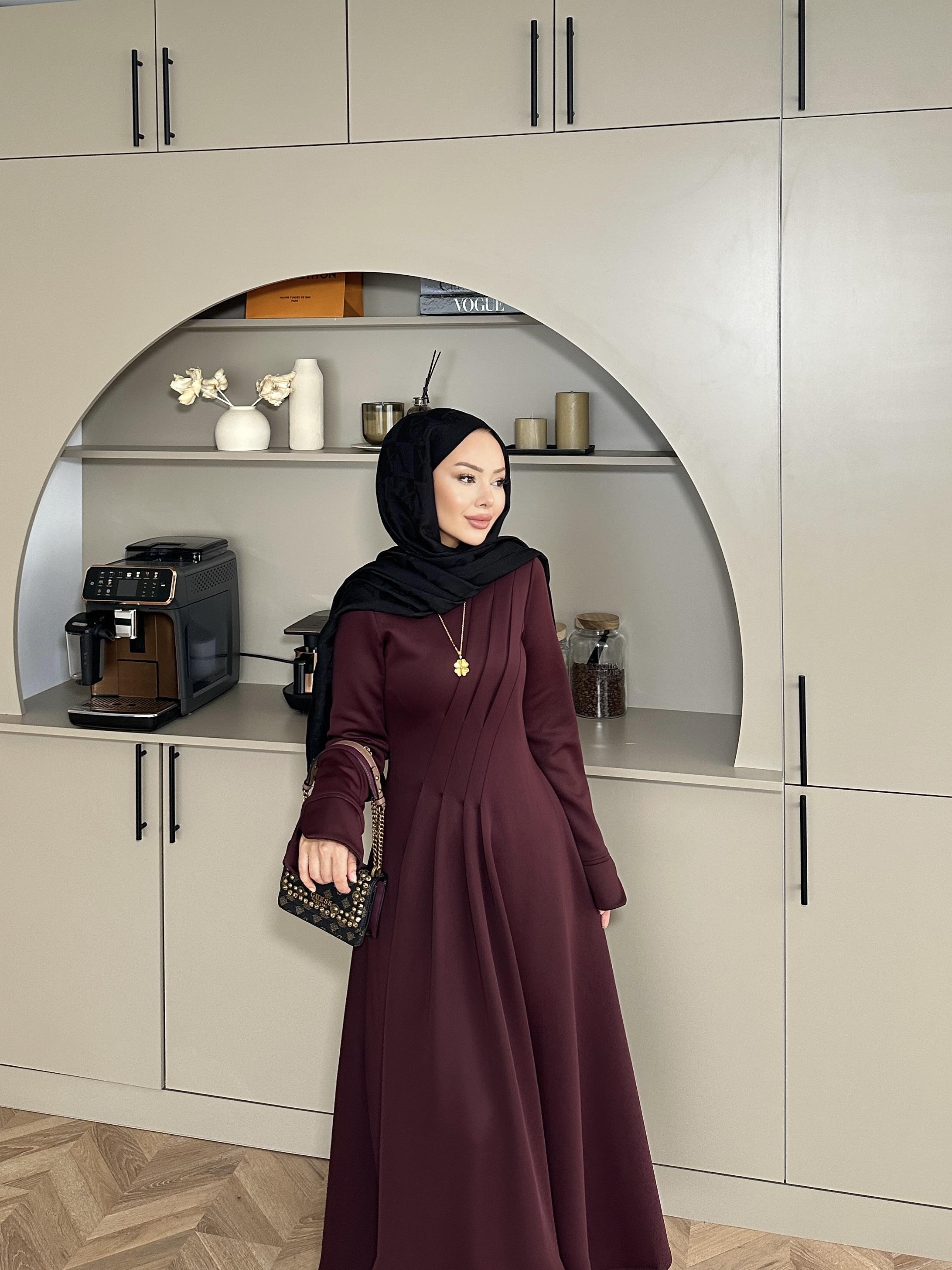 Şila Scuba Elbise Bordo