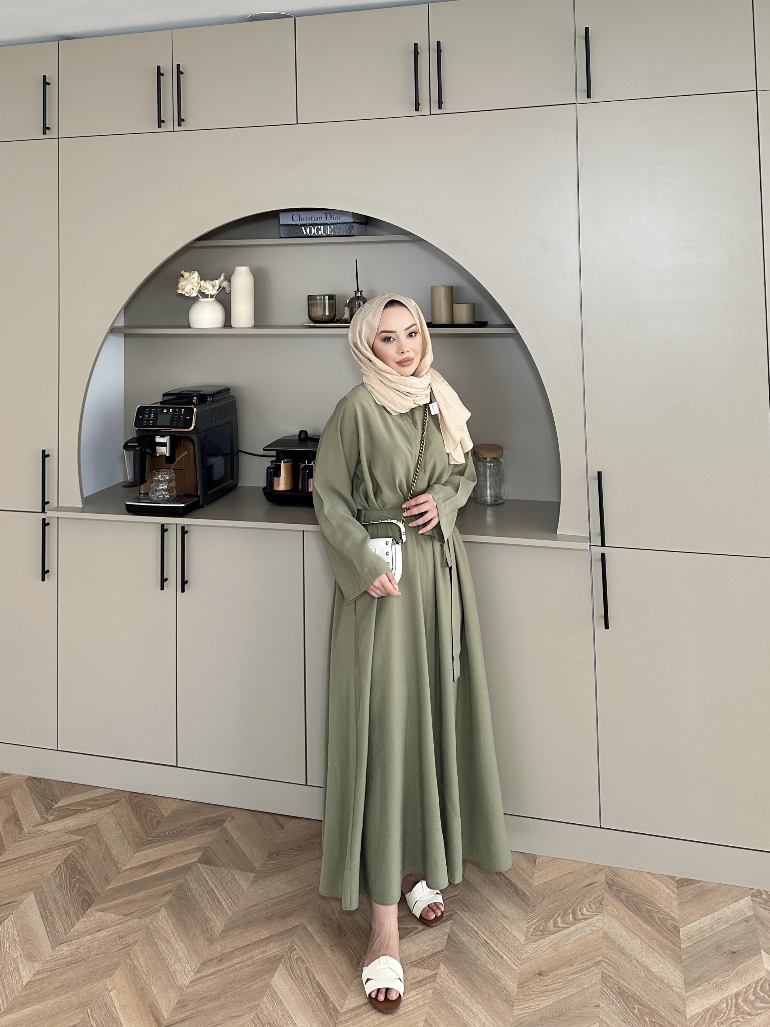 Sima Tensel Gömlek Elbise Haki