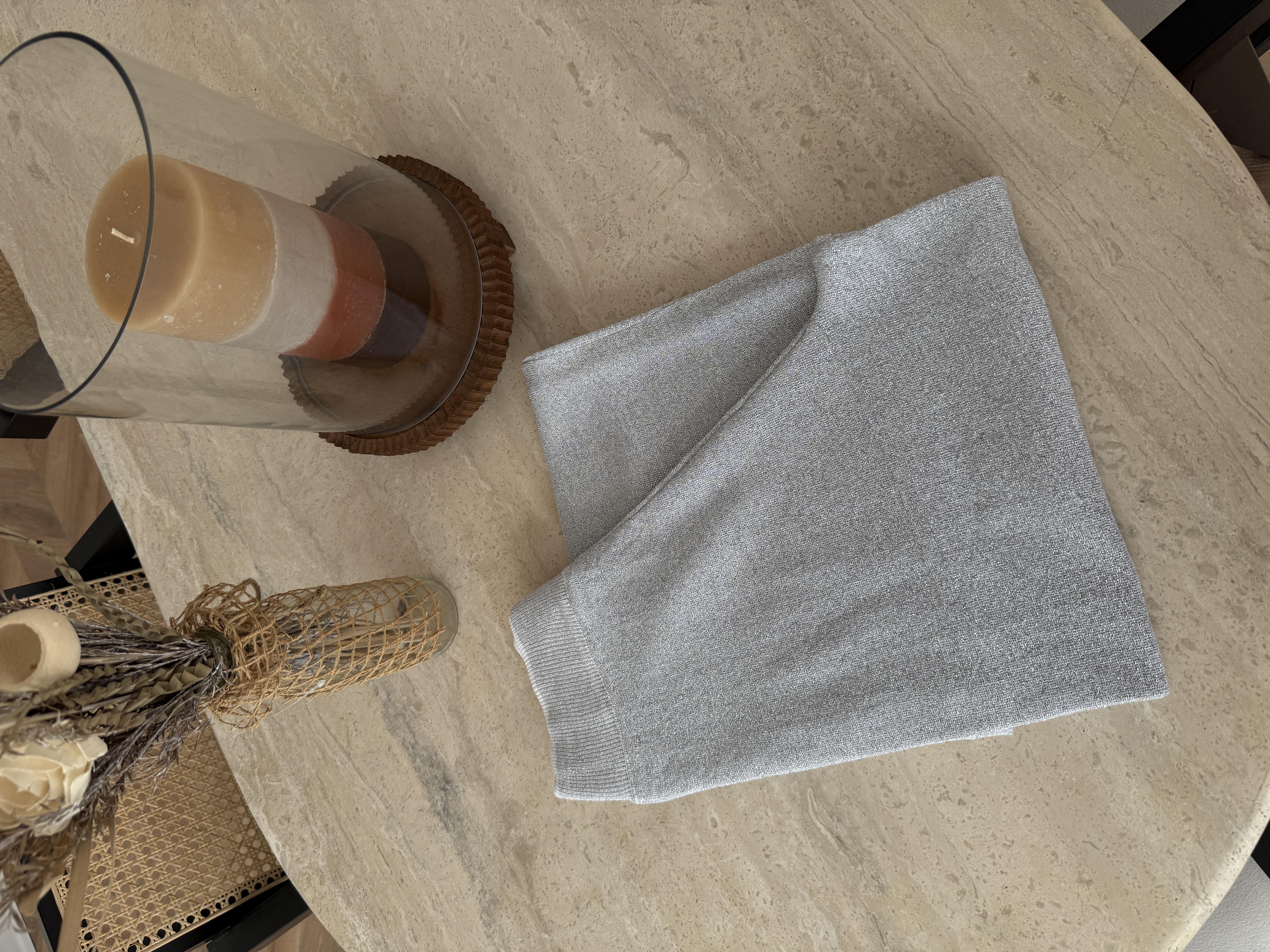 Simli Triko Pantolon Gri