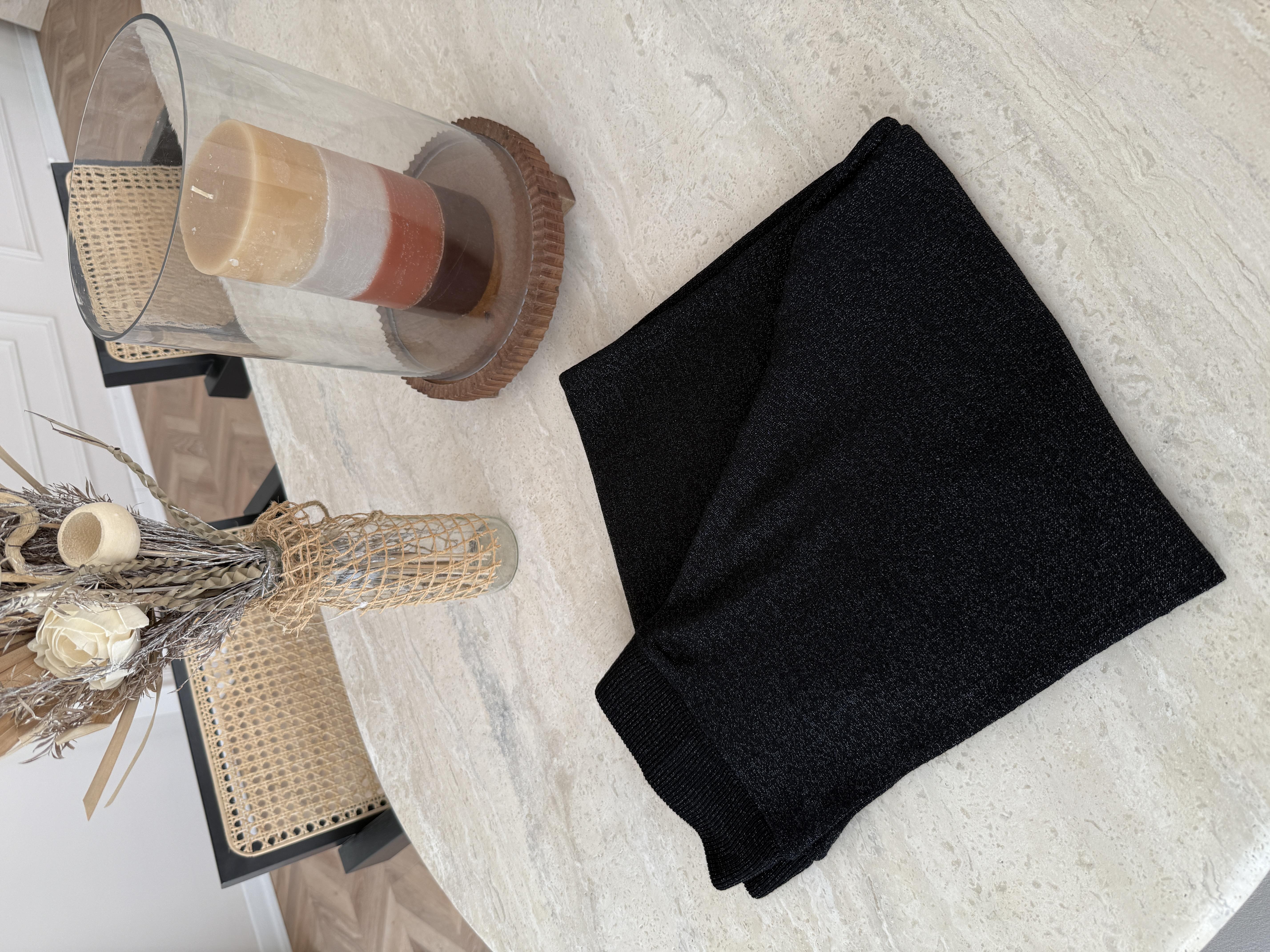 Simli Triko Pantolon Siyah