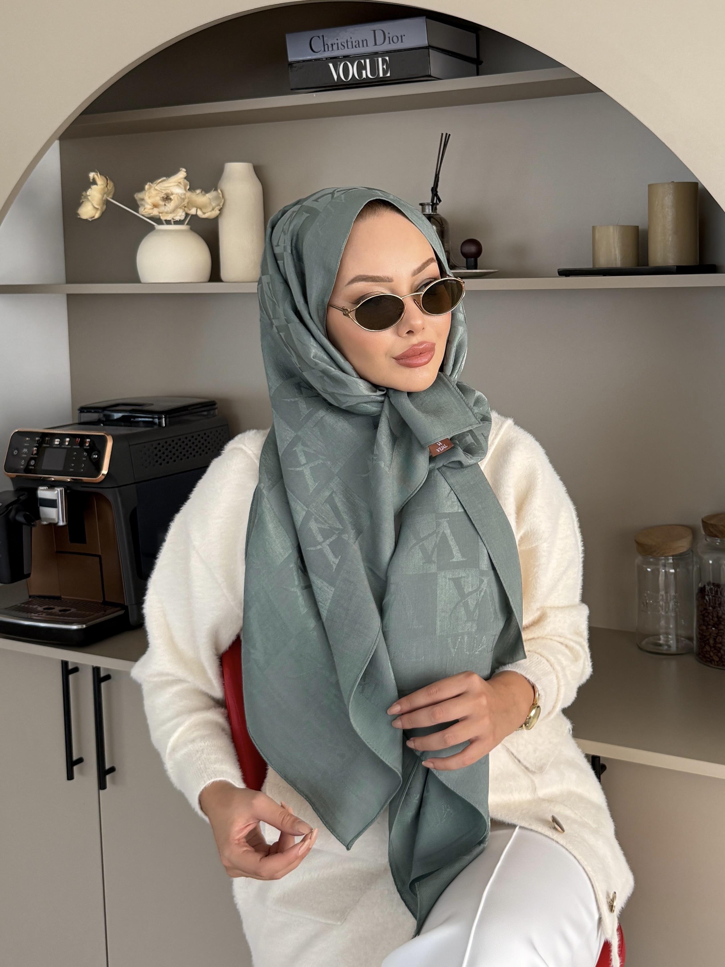 Su Yeşili VA Dama Desen Naia Şal