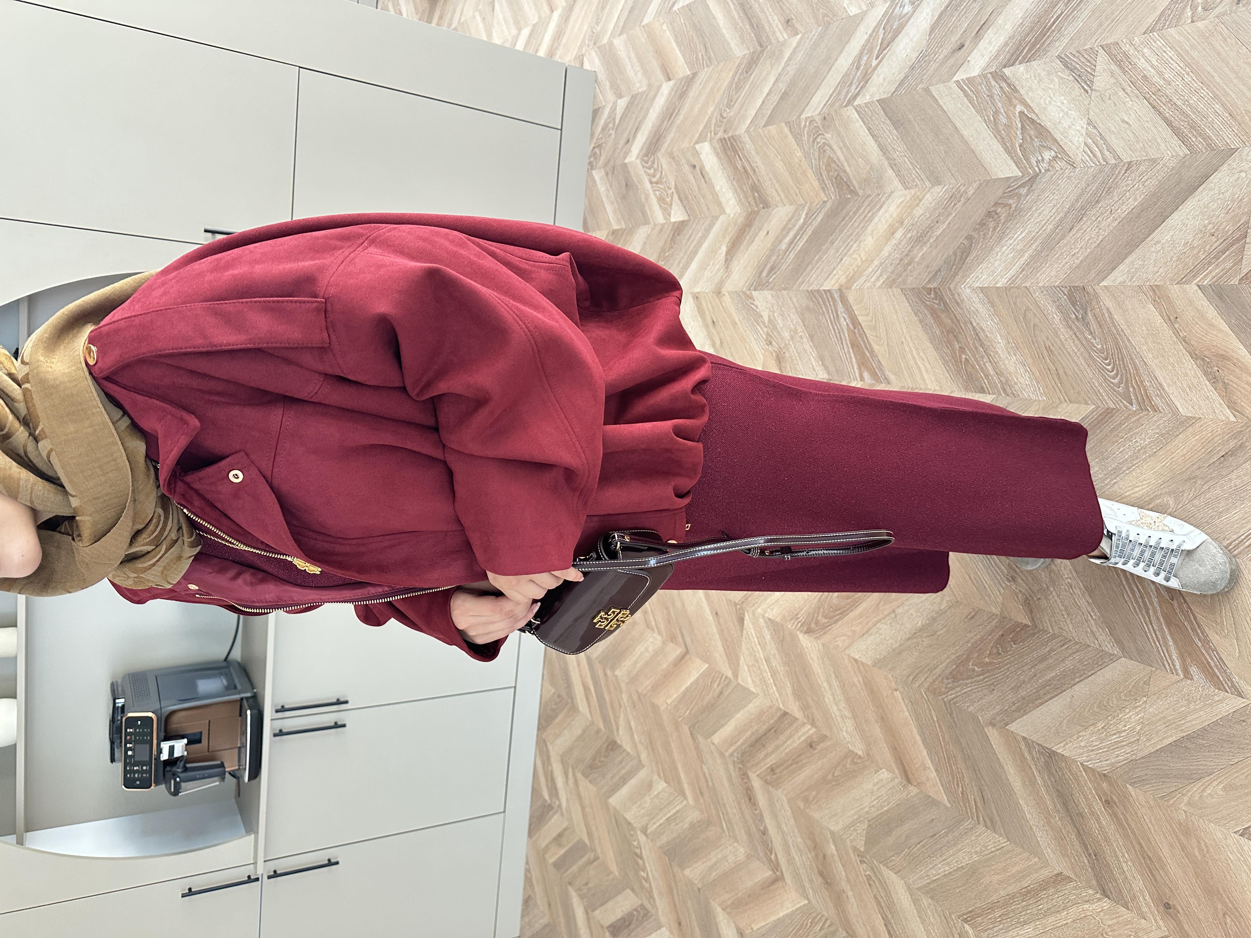 Süet Bomber Ceket Bordo