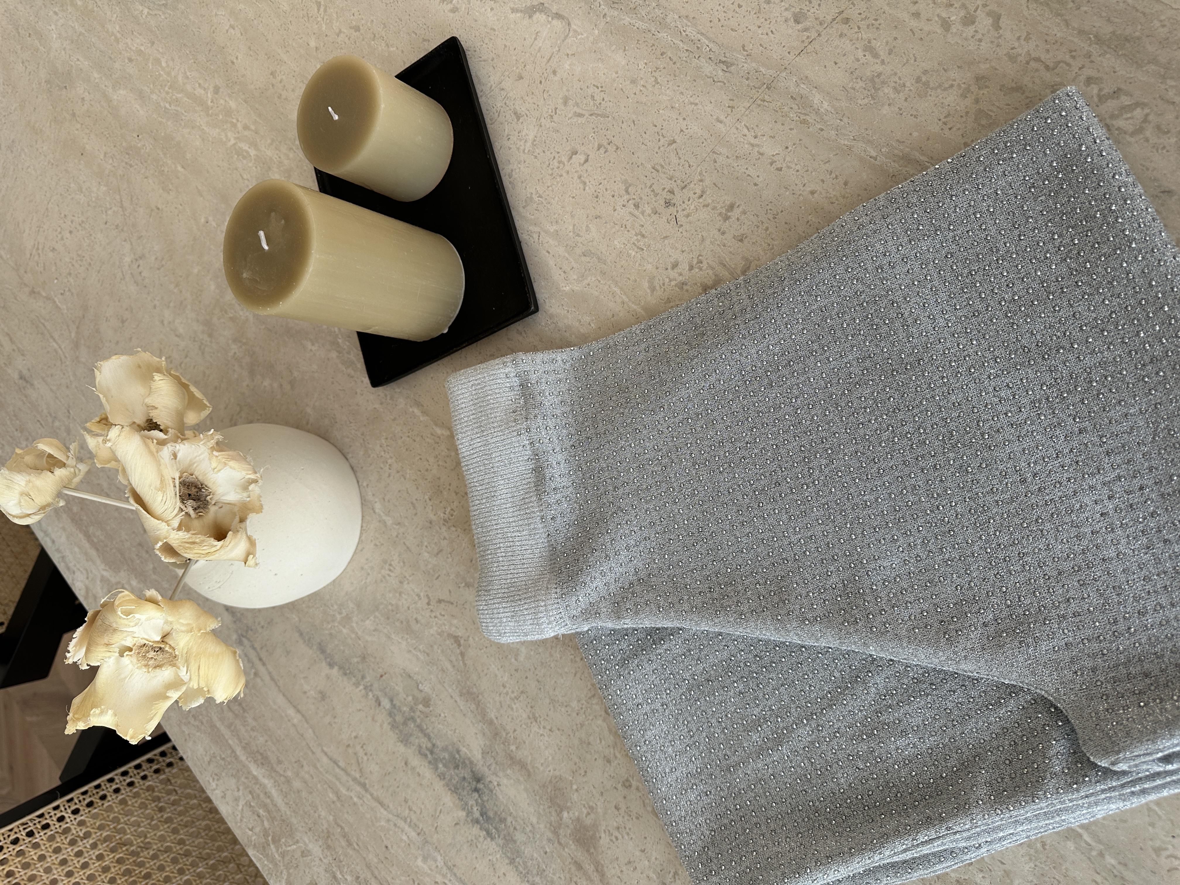 Taşlı Merserize Pantolon Ekru