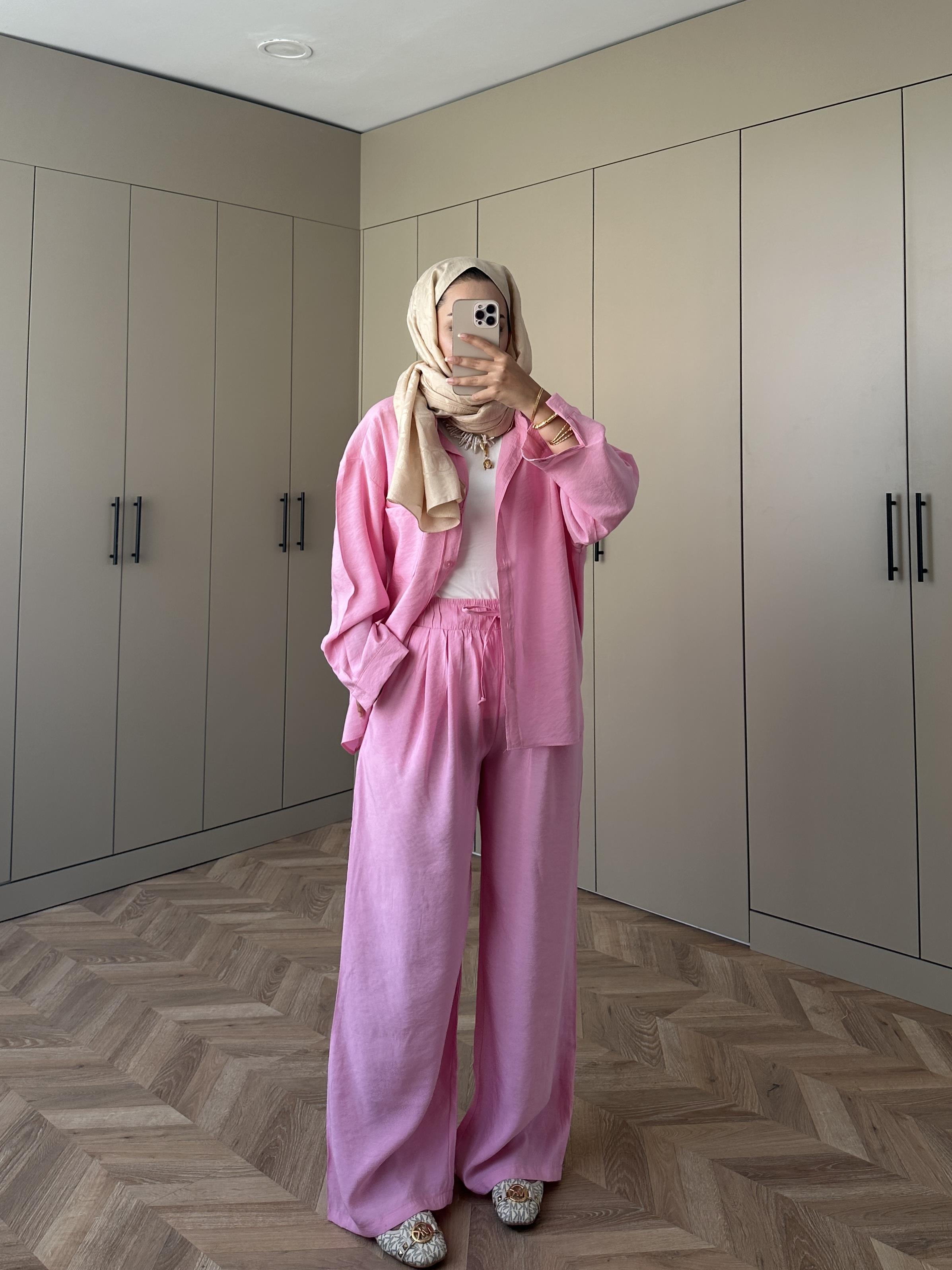 Keten Pantolon Pembe