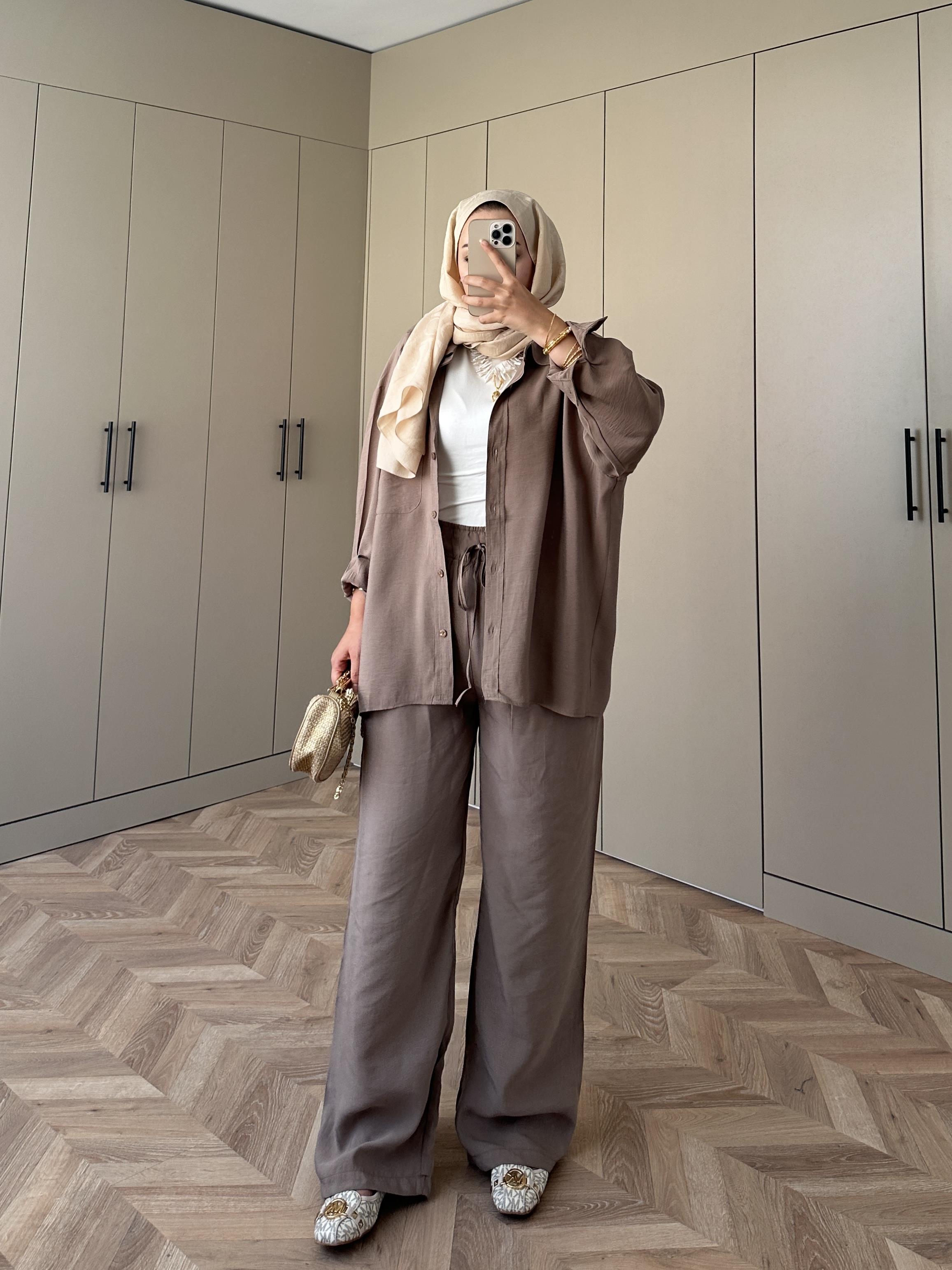 Keten Pantolon Vizon