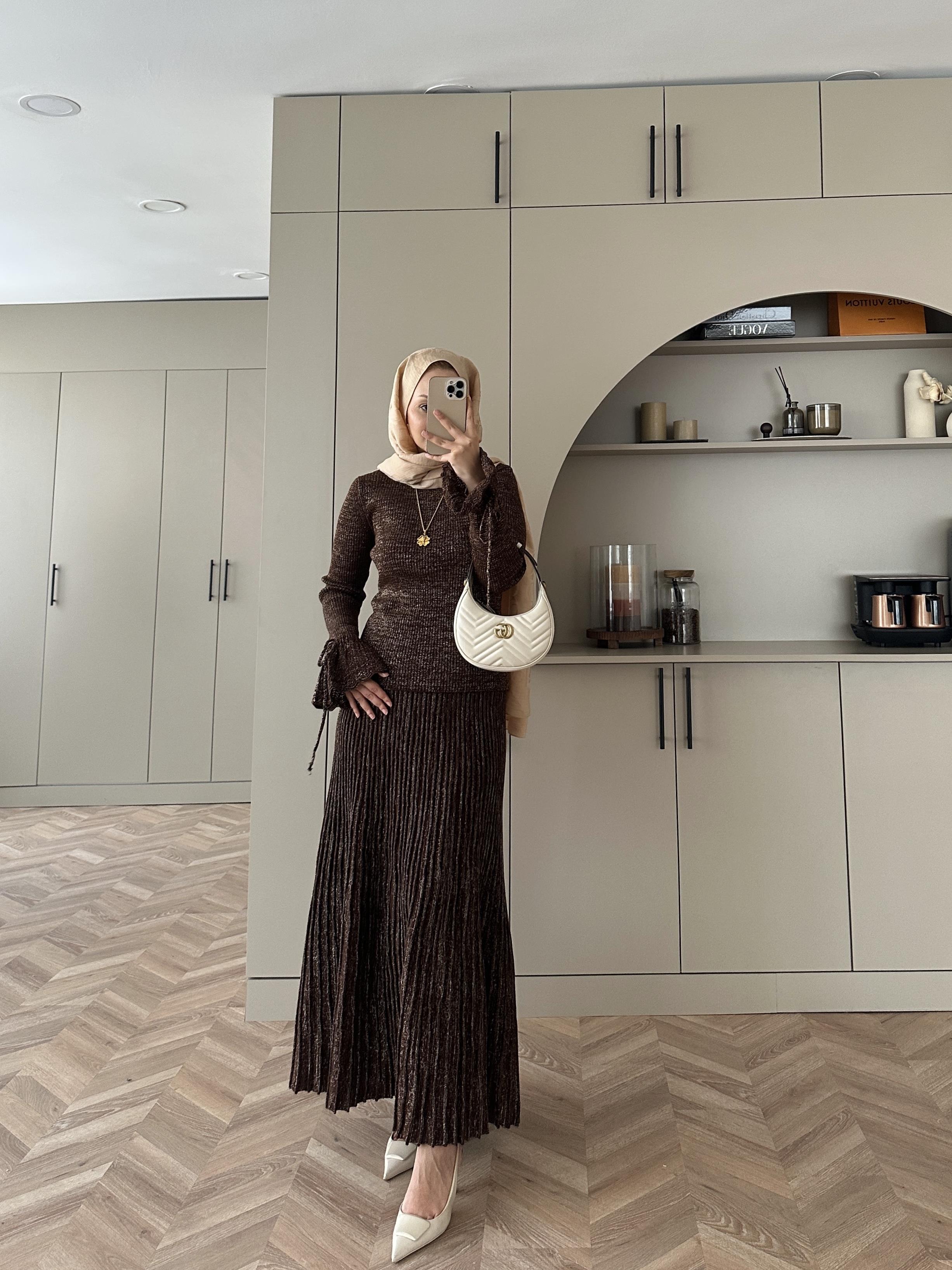 Tina Simli Etekli Takım Acı Kahve