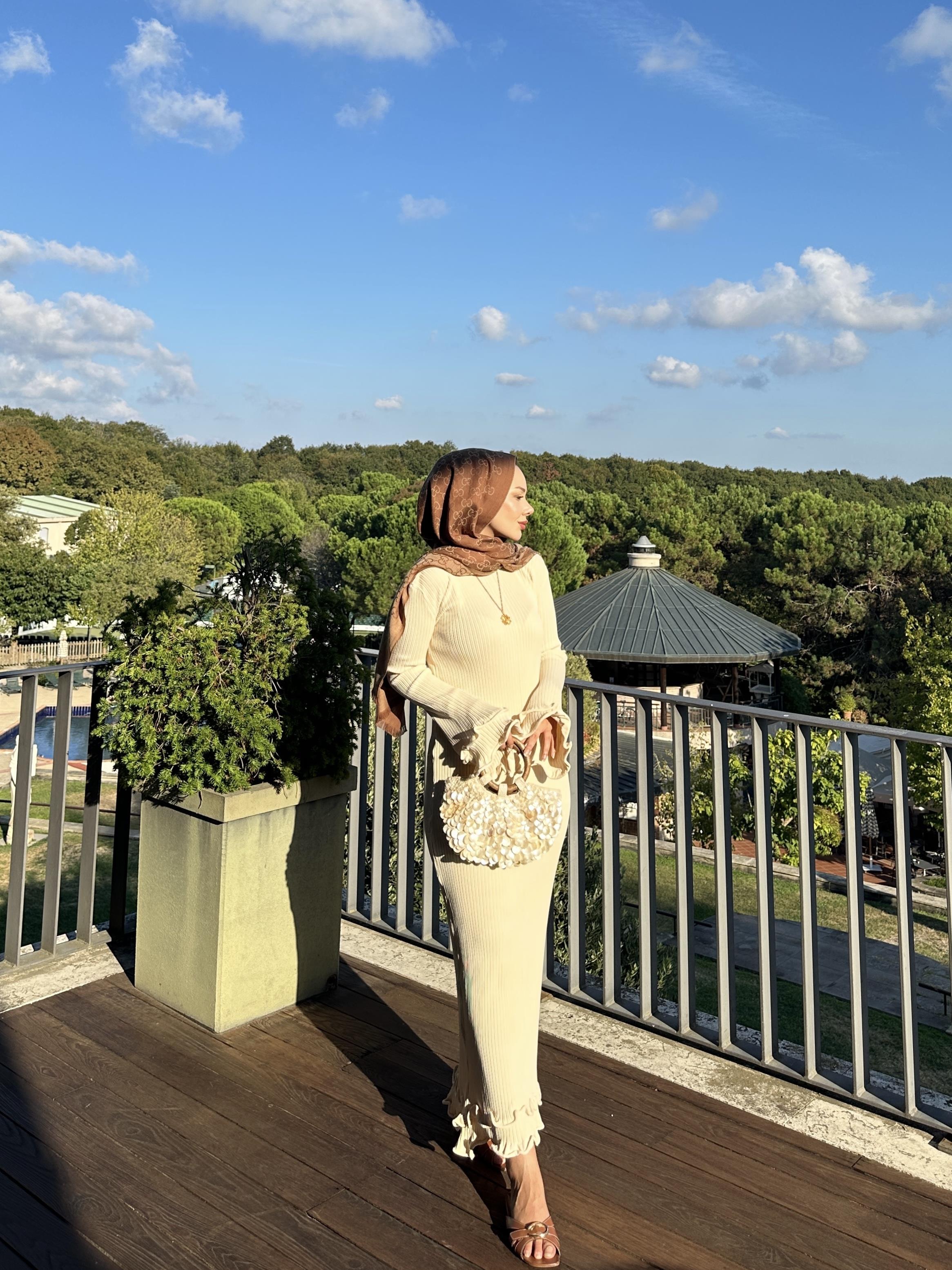 Vanora Triko Elbise Bej