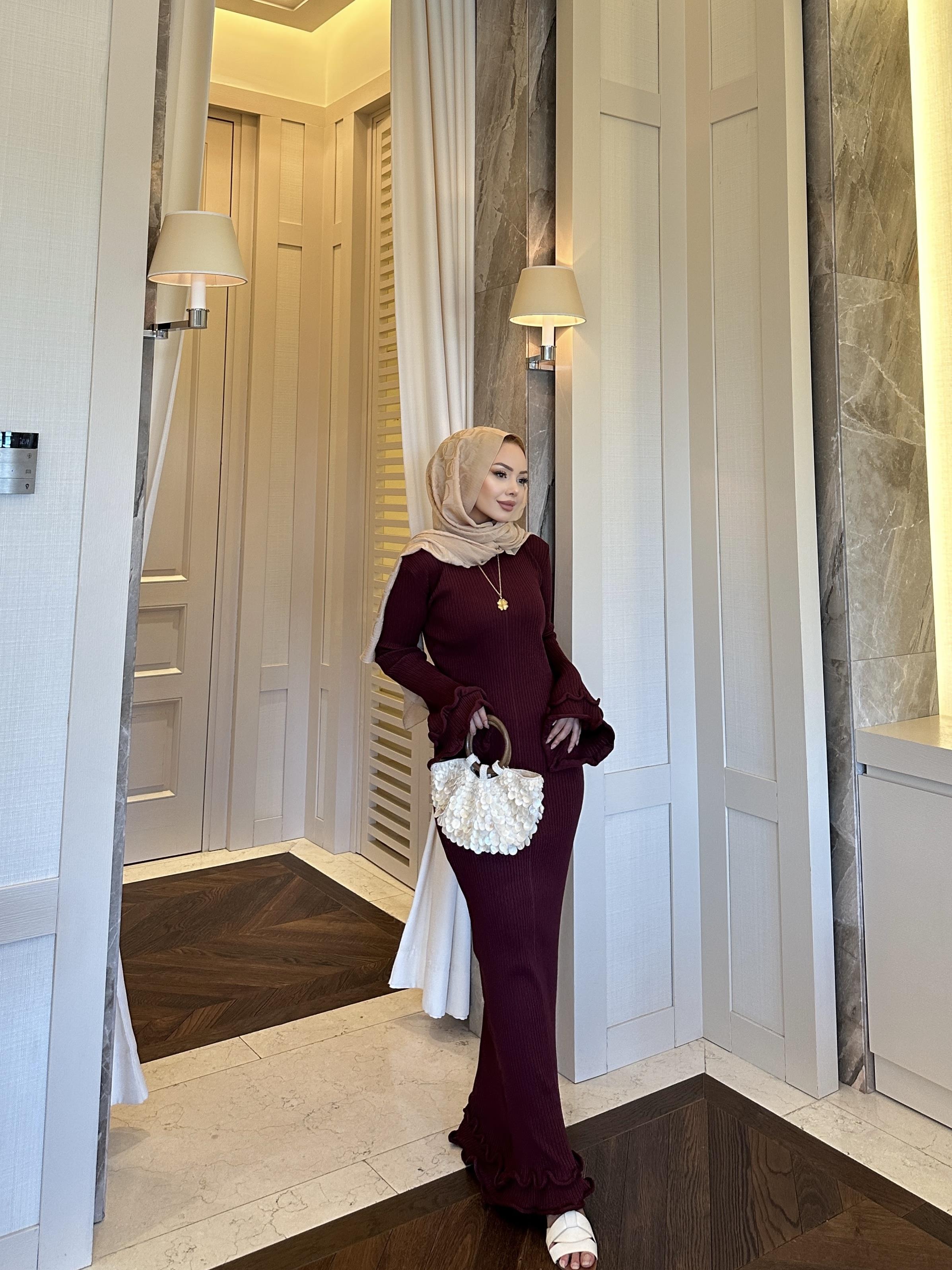 Vanora Triko Elbise Bordo