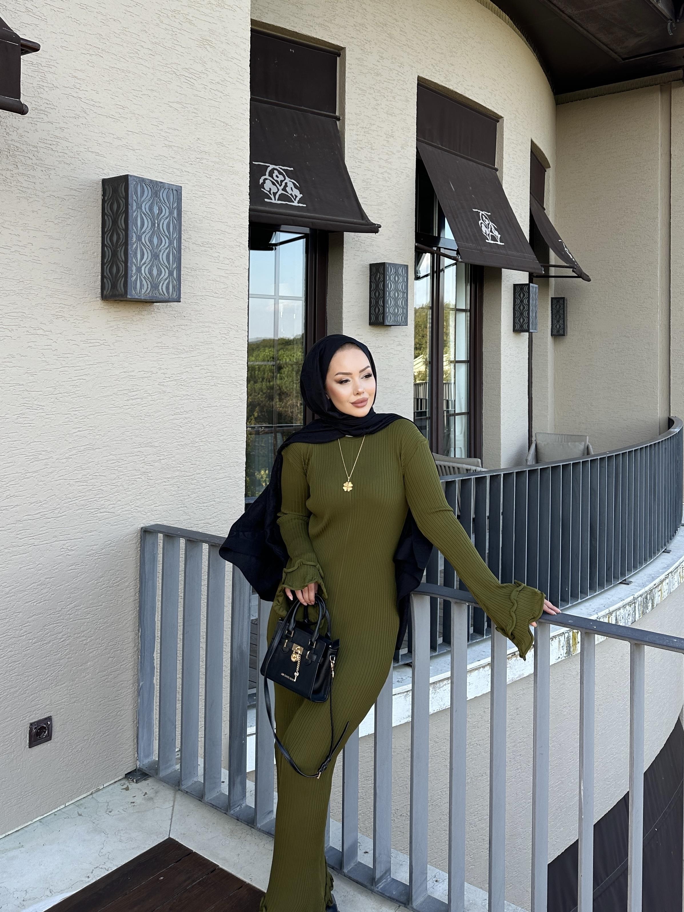 Vanora Triko Elbise Haki