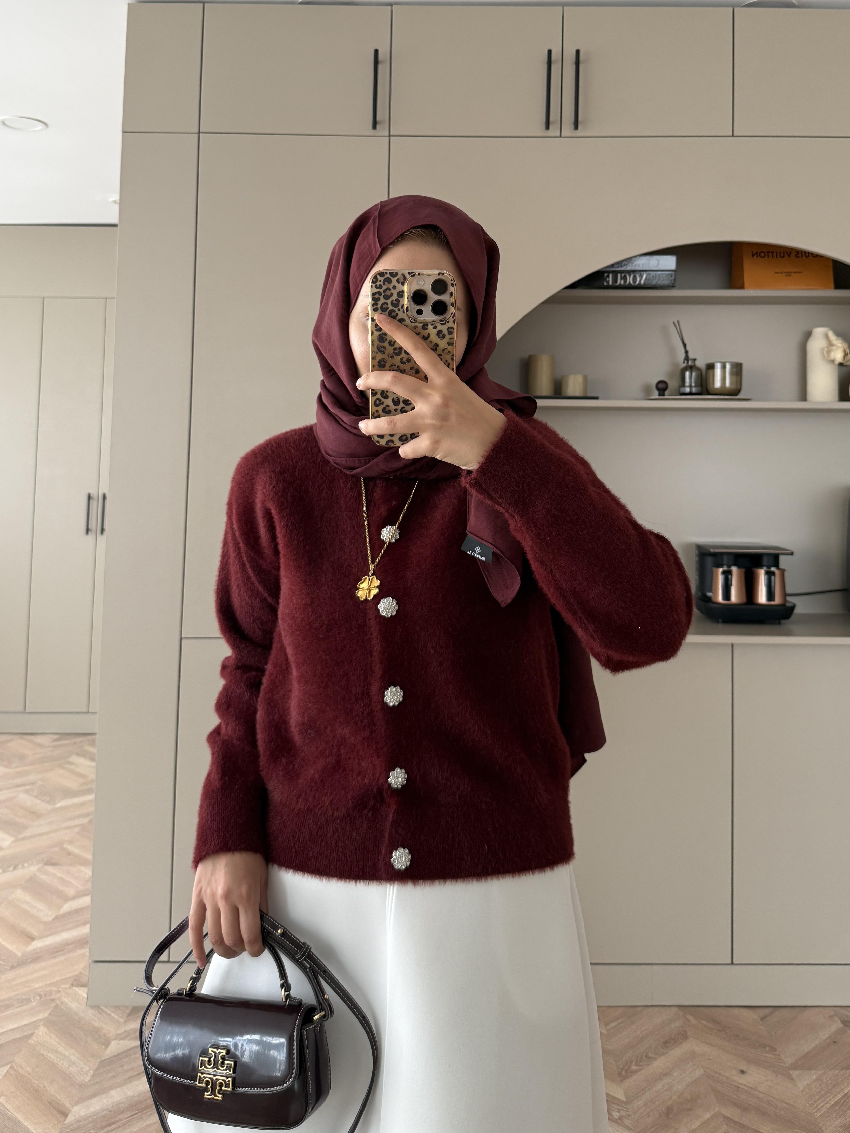 Vina Angora Hırka Bordo