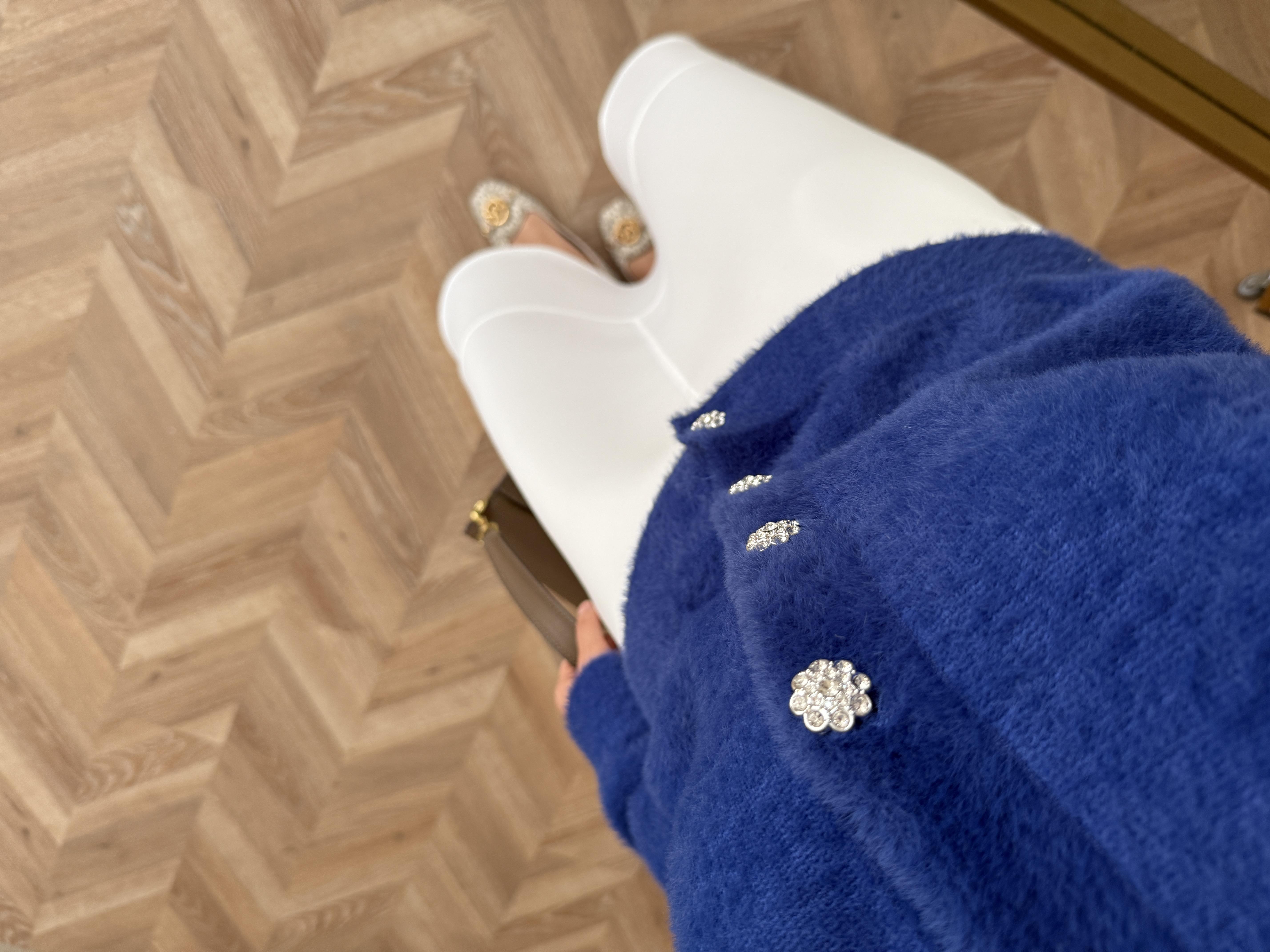 Vina Angora Hırka Saks Mavisi